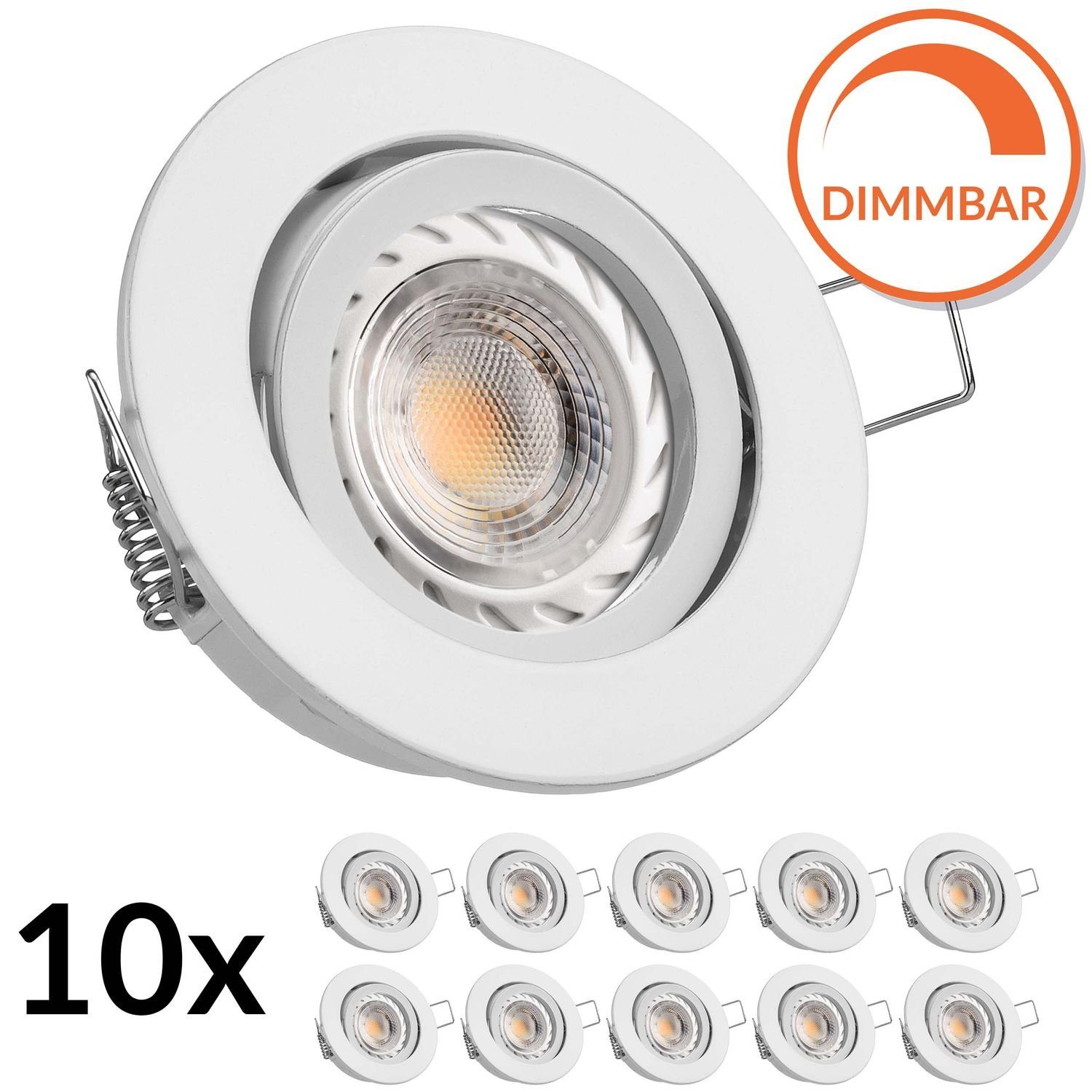LEDANDO LED Einbaustrahler 10er LED Einbaustrahler Set GU10 in weiß mit 5,5W LED von LEDANDO - di