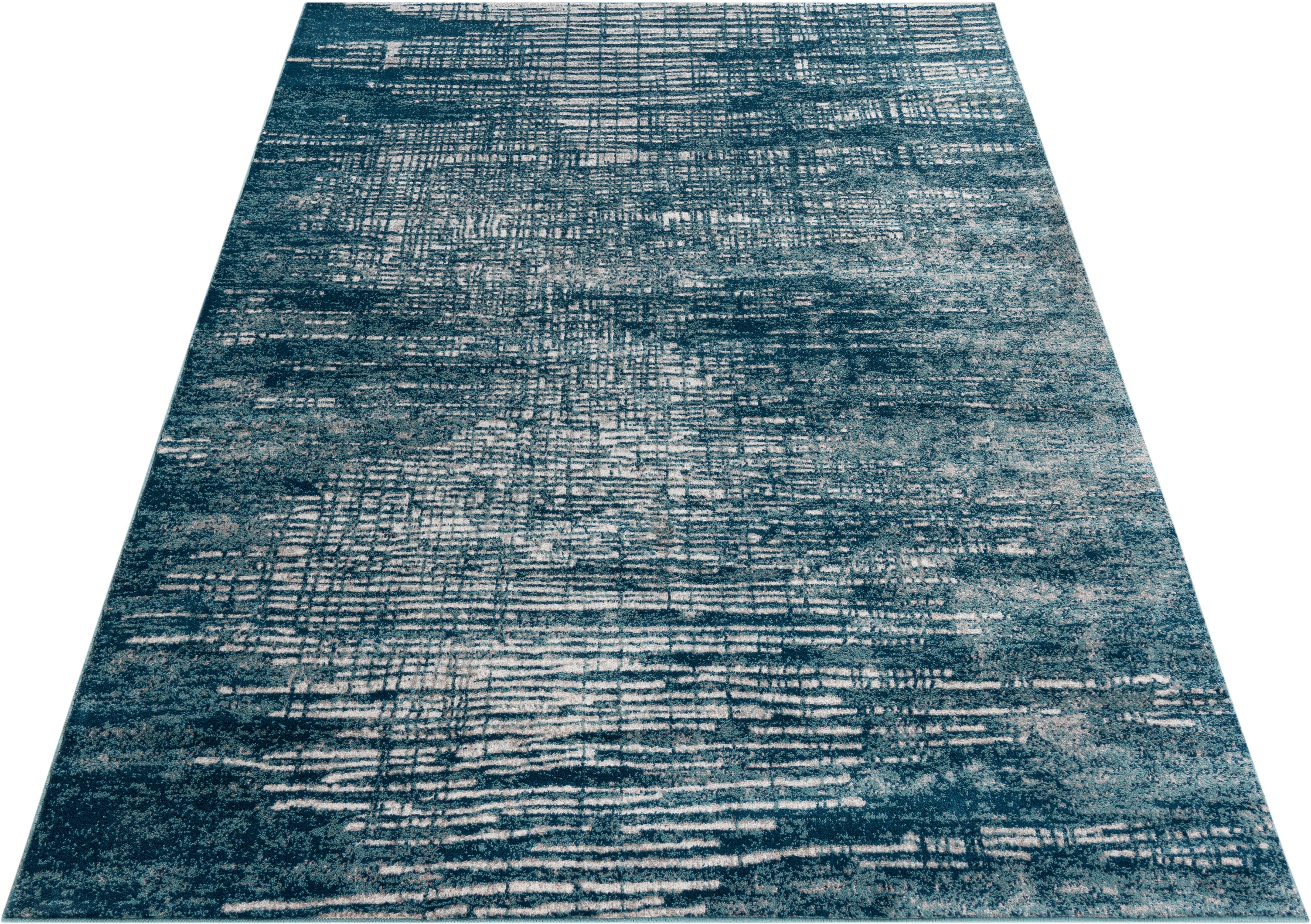 Teppich Ariano, Home affaire, rechteckig, Höhe: 12 mm, Vintage, dezenter Glanz, Hoch-Tief-Struktur, Schrumpf Carving-Effekt blau