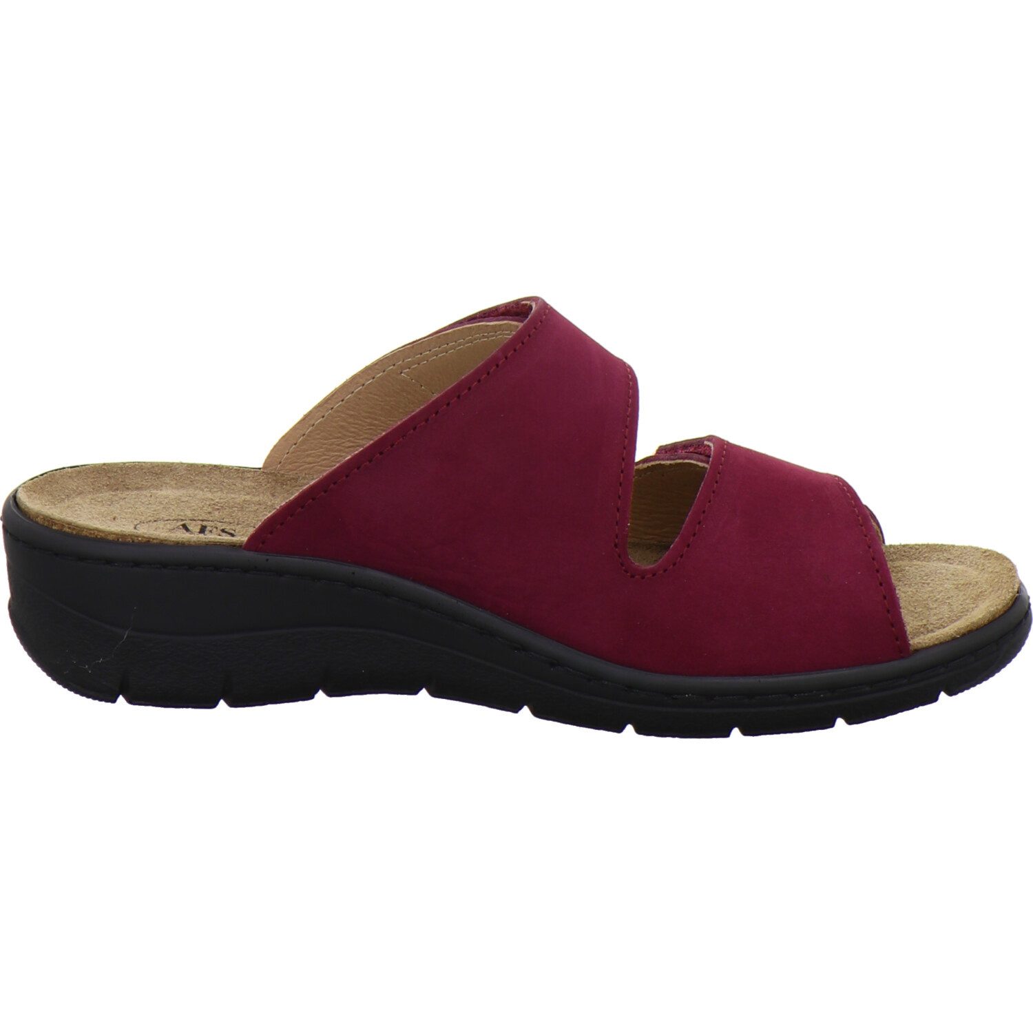 AFS-Schuhe 280837 Wechselfußbett Pantolette für Damen mit Keilabsatz, bequeme Sandalen aus Leder