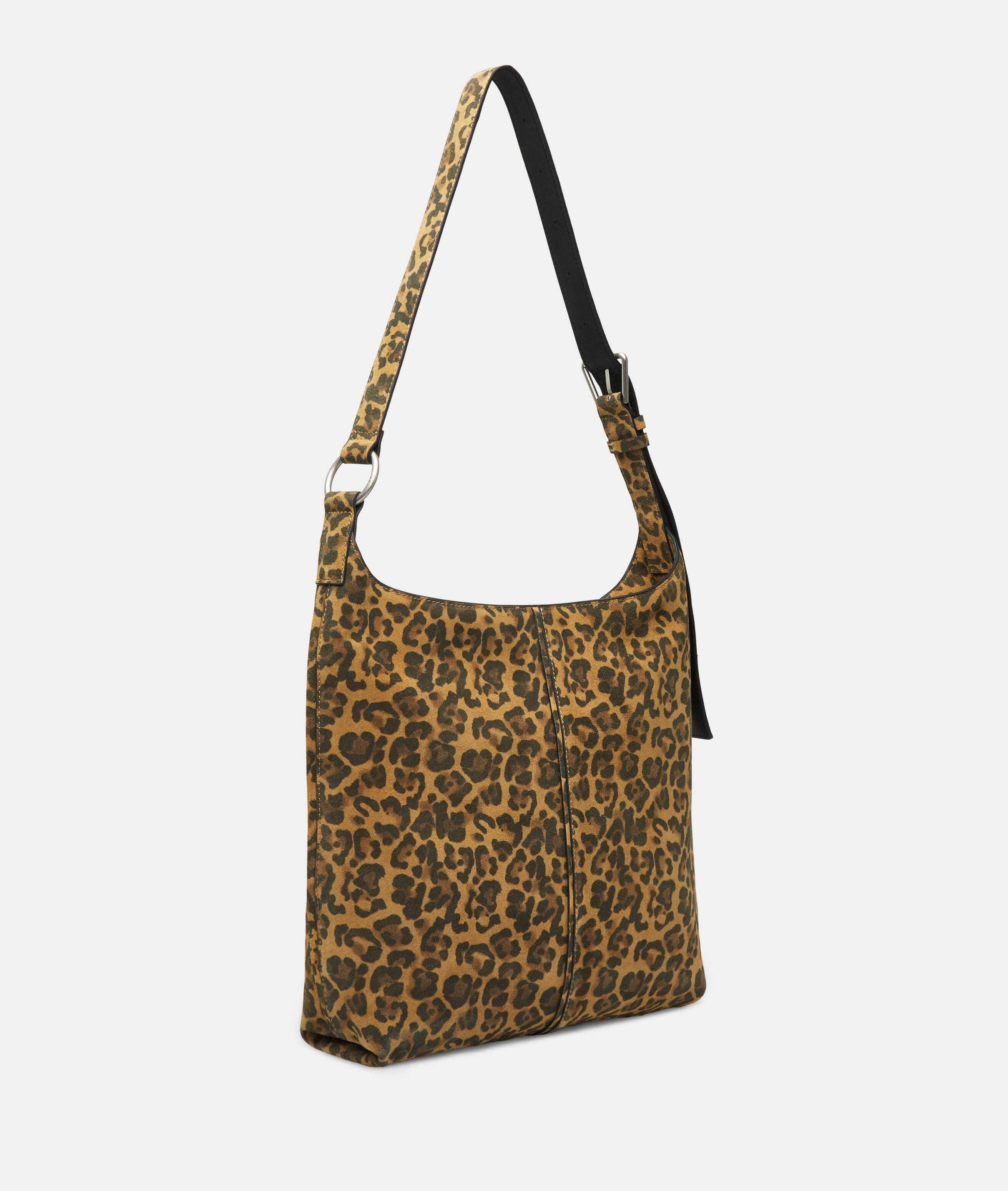 Liebeskind Berlin Schultertasche Leo Demi Hobo M, Geräumige Hobo-Bag mit Leo-Print