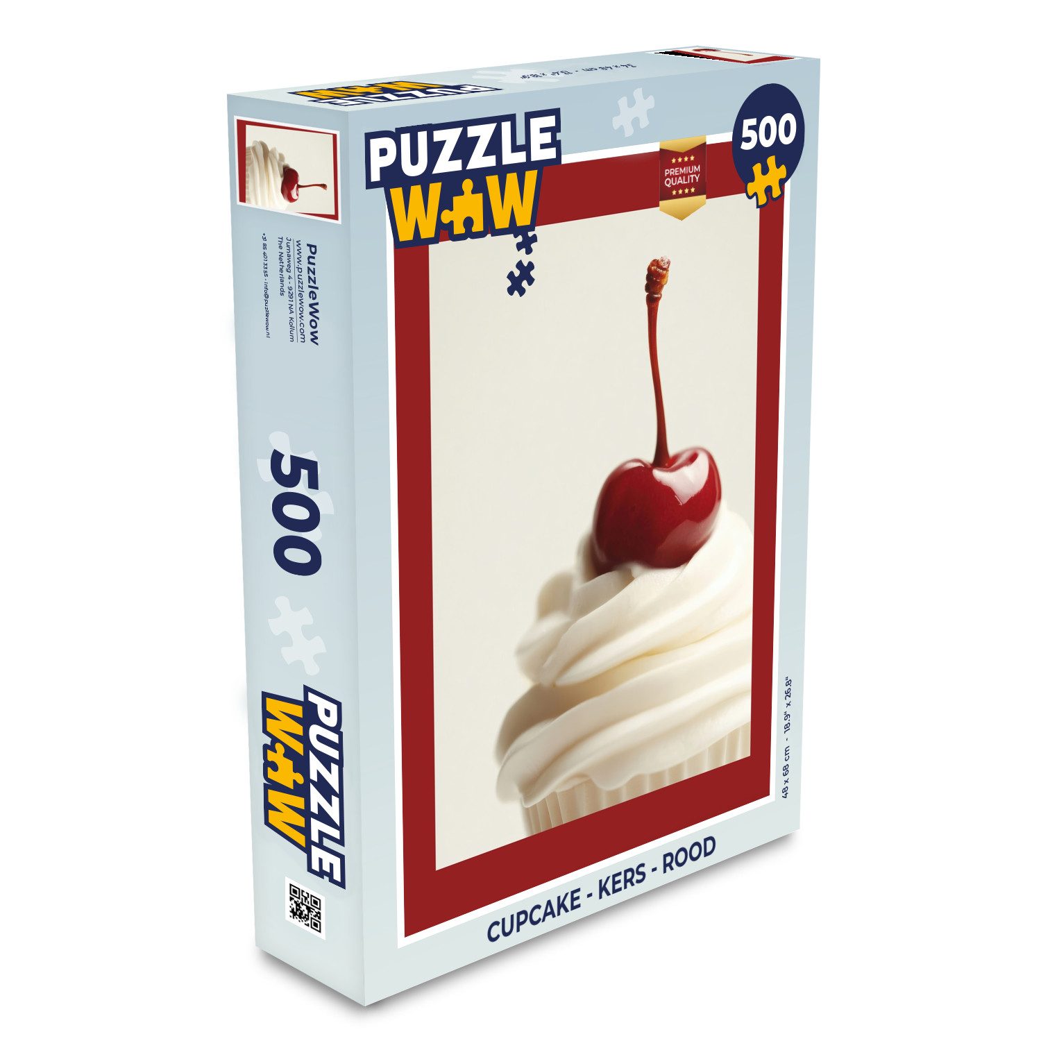 MuchoWow Puzzle Cupcake - Kirsche - Rot, 500 Puzzleteile, Foto-Puzzle, Bilderrätsel, Puzzlespiele, Spielzeug