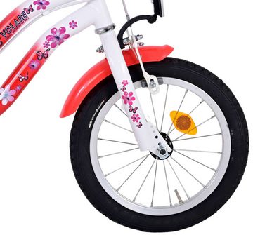 Volare Kinderfahrrad Kinderfahrrad Lovely für Mädchen 14 Zoll Kinderrad Rot Weiß Fahrrad