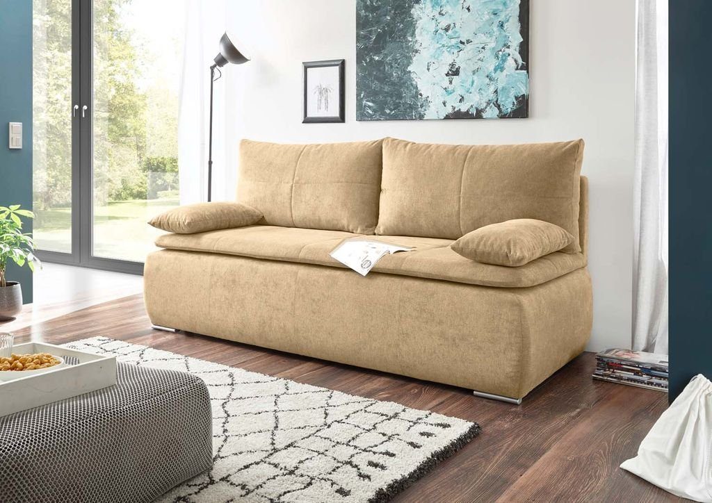 Couch EXCITING Sand Jana DESIGN 208x95 (Beige) Schlafsofa Sofa cm ED Schlafcouch Schlafsofa,