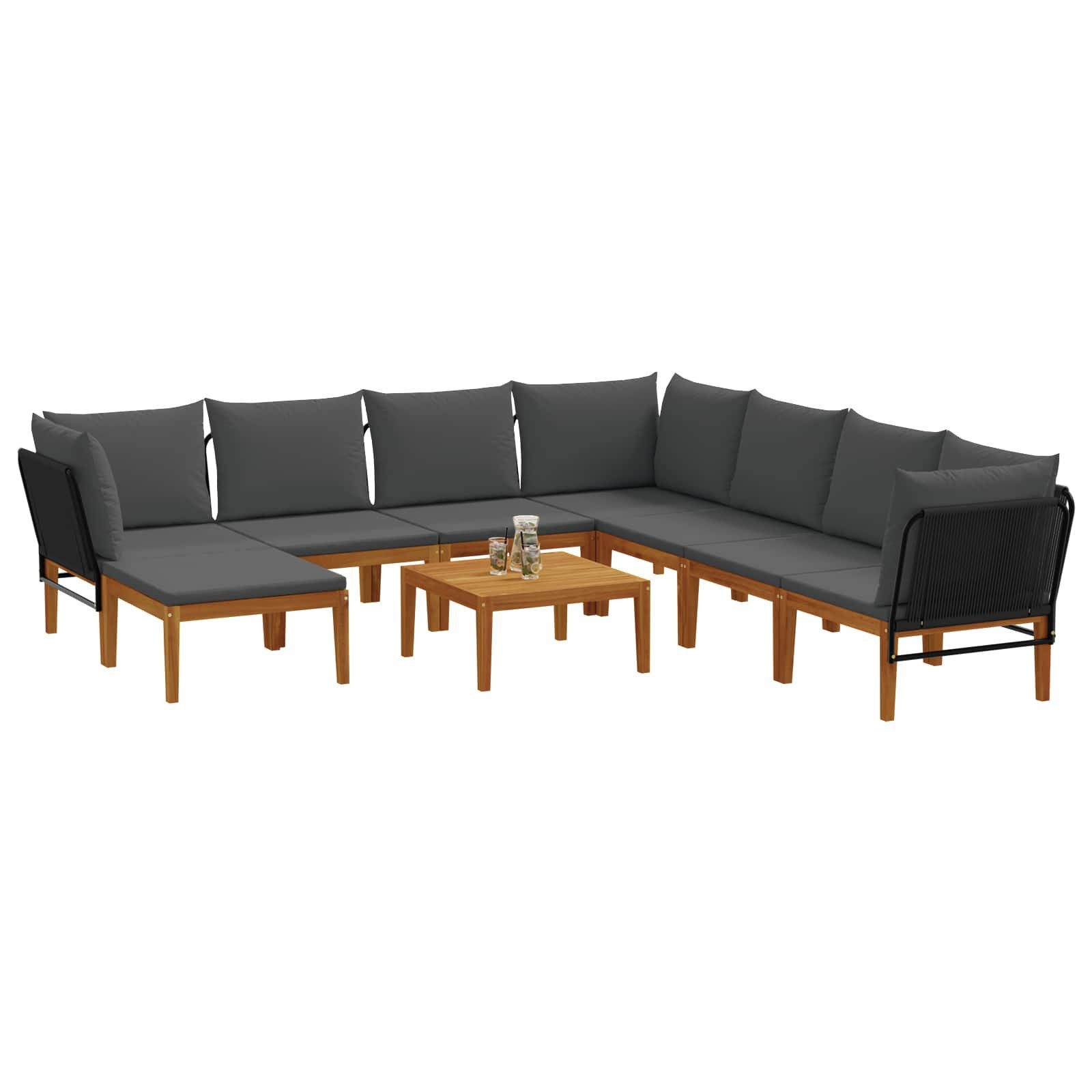 vidaXL Sofaelement 9 stk. Massives nholz & Seil Natur (9 St)