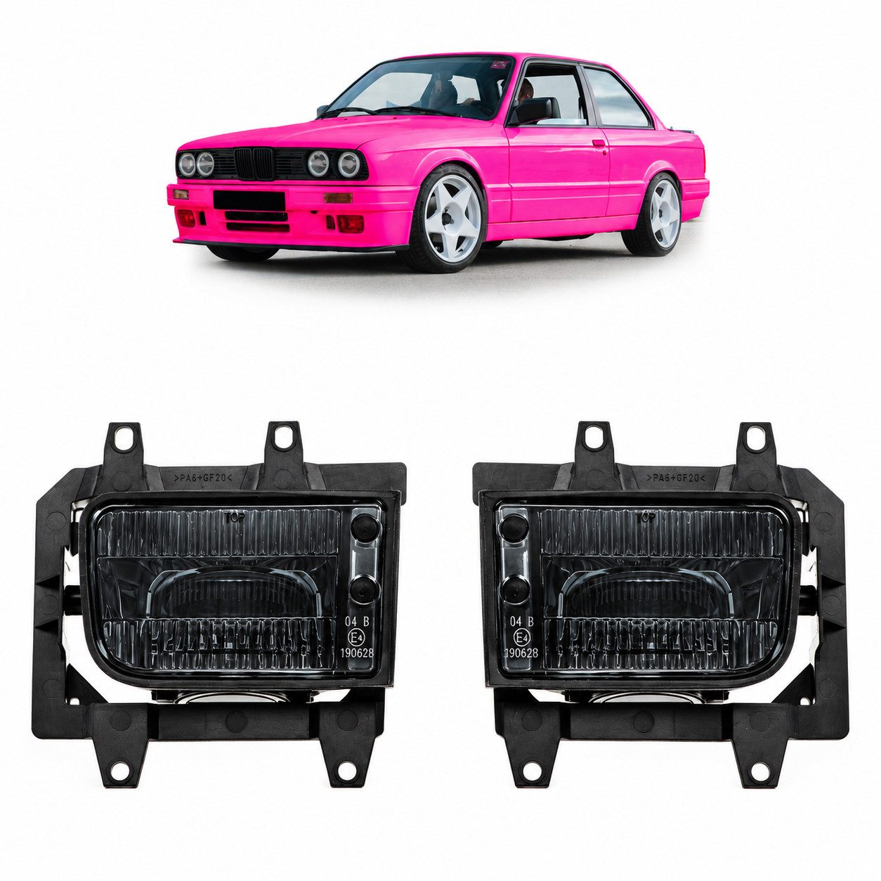 LLCTOOLS KFZ-Ersatzleuchte Nebelscheinwerfer Passend für BMW E30 ab 09/1987 Schwarz Smoke