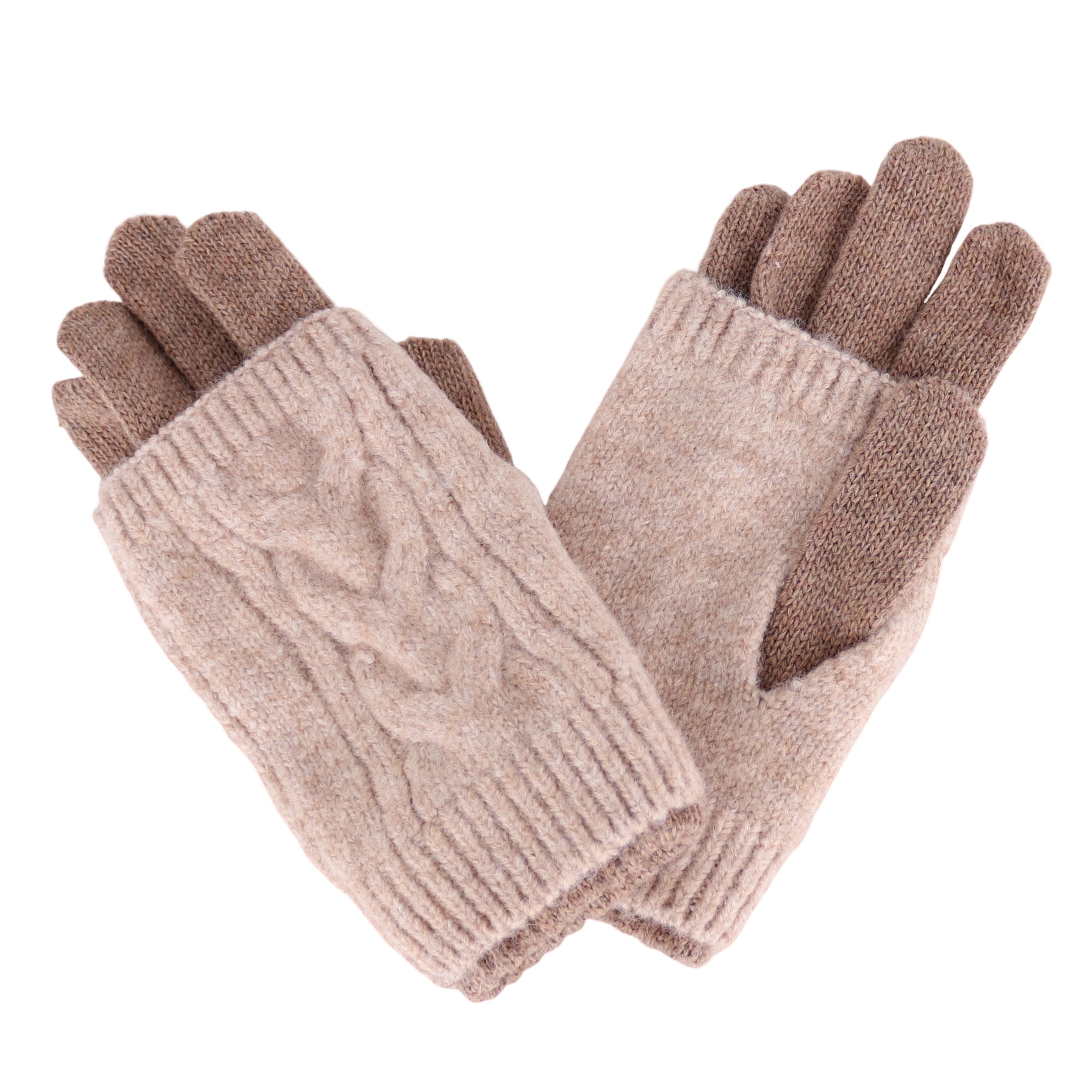 Strickhandschuhe Damen Handschuhe 2 in 1 mit abnehmbarer Strick Manschette