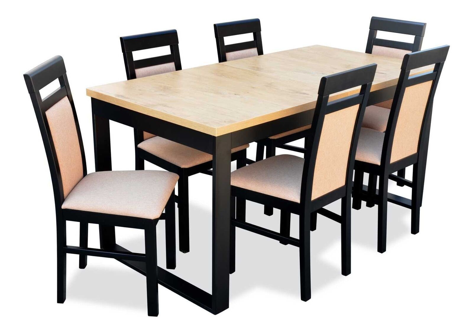 JVmoebel Esszimmer-Set Modernes Esstisch Tisch Holz Esszimmer Garnitur 6x Stühle Set, (7-St., Esstisch, 6x Stühle)