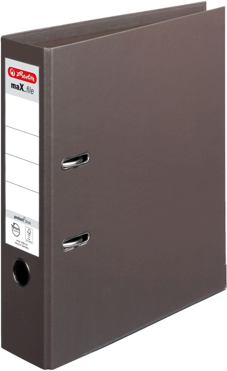Herlitz Aktenordner Ordner protect+ Kunststoff (PP) A4 8cm braun maX.file (10 Stück)