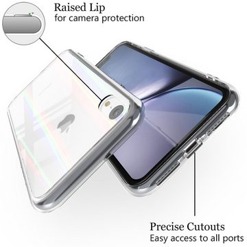 Nalia Smartphone-Hülle Apple iPhone XR, Klare Hartglas Hülle / Regenbogen Effekt / Bunt Glänzend / Kratzfest
