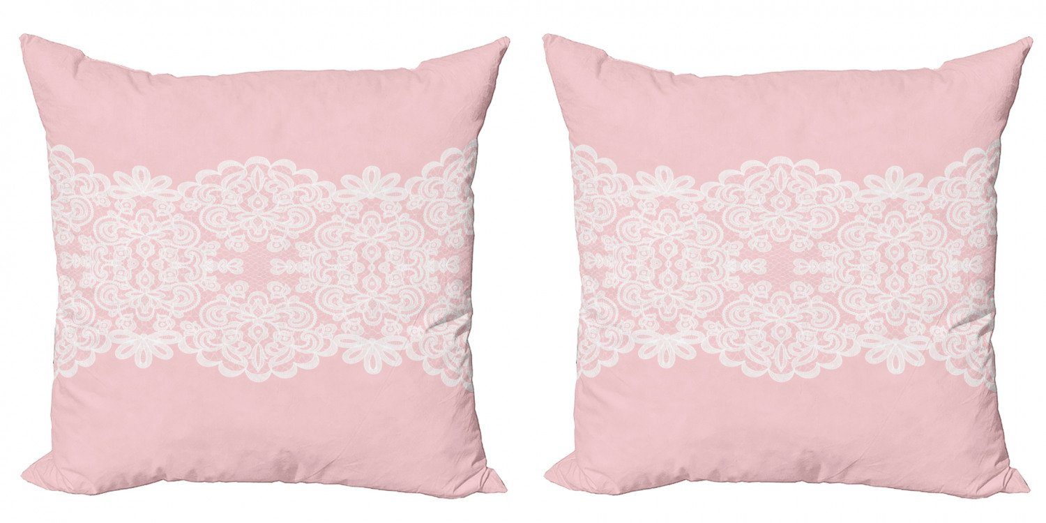 Pink Weiß Abakuhaus Hochzeit Modern und Doppelseitiger Braut Accent Kissenbezüge (2 Stück), Digitaldruck,