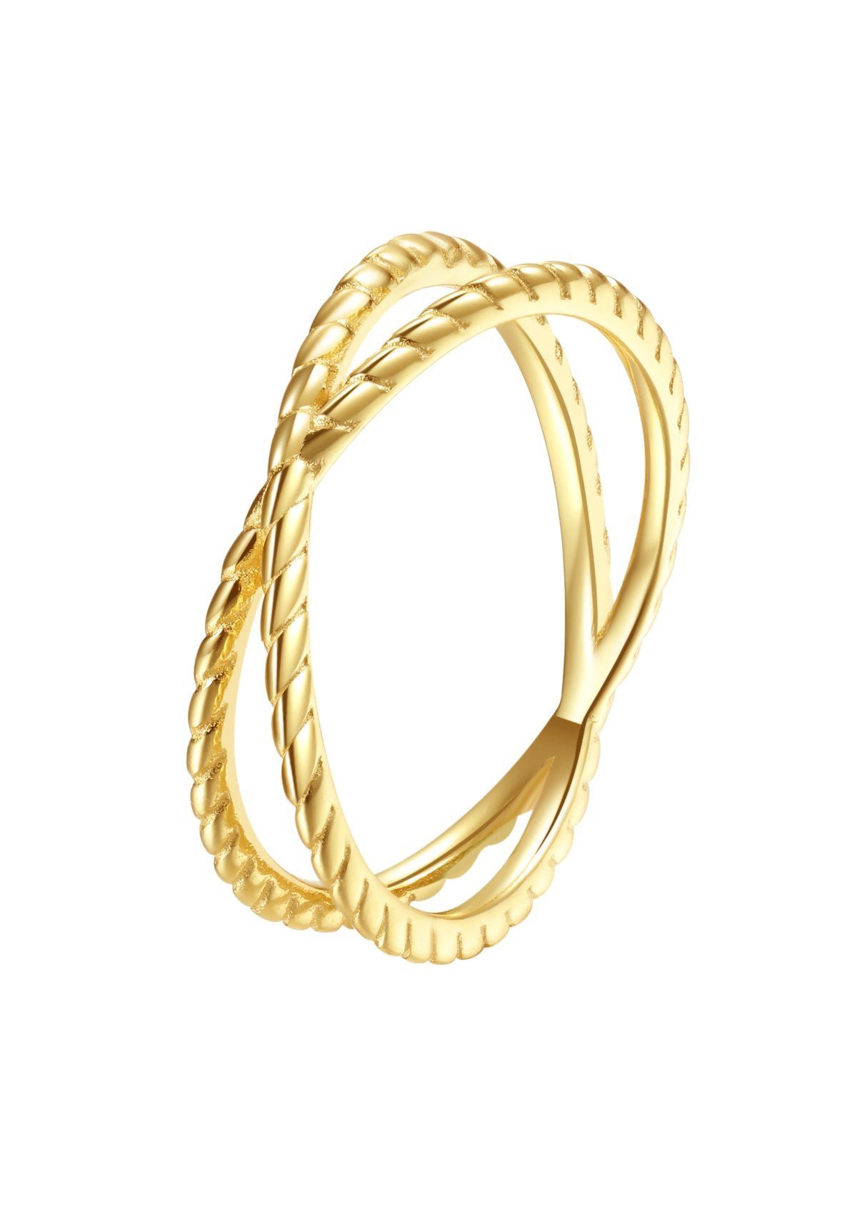 Fingerring Doppel Roségold 18K Vergoldet, Ring Damen Silber 925