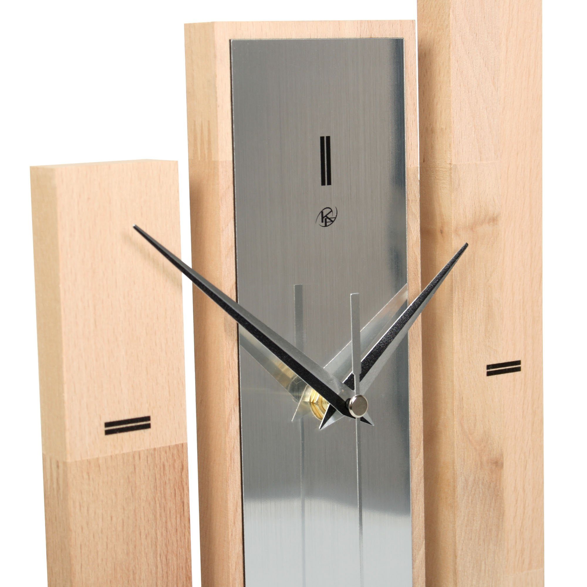 Kreative Feder Standuhr Designer-Standuhr "Stairs" aus Massivholz, ohne Ticken; Funk- oder Quarzuhrwerk; elegant, außergewöhnlich, modern