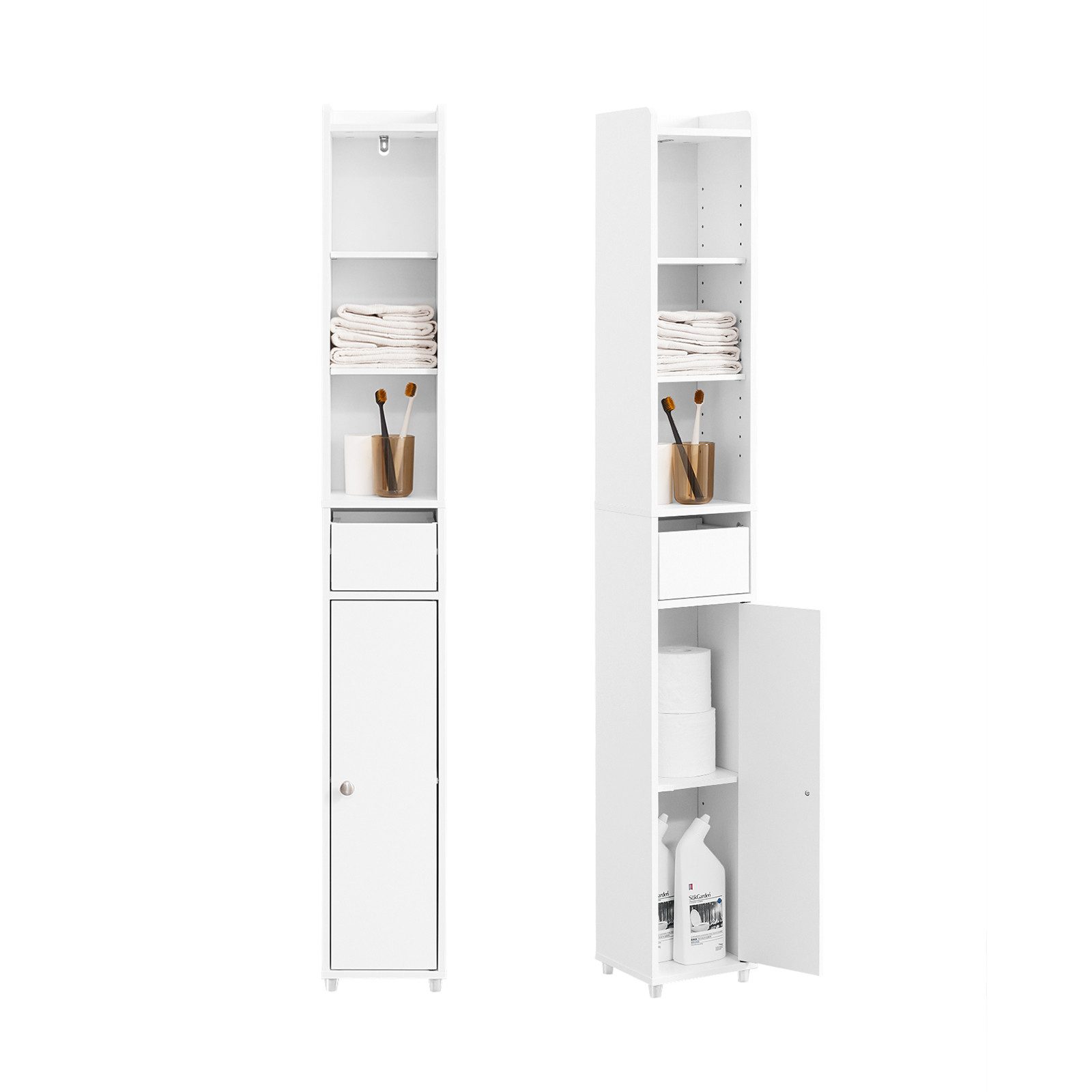 SoBuy Hochschrank BZR34-K, Badschrank schmal, Badezimmermöbel, günstig online kaufen