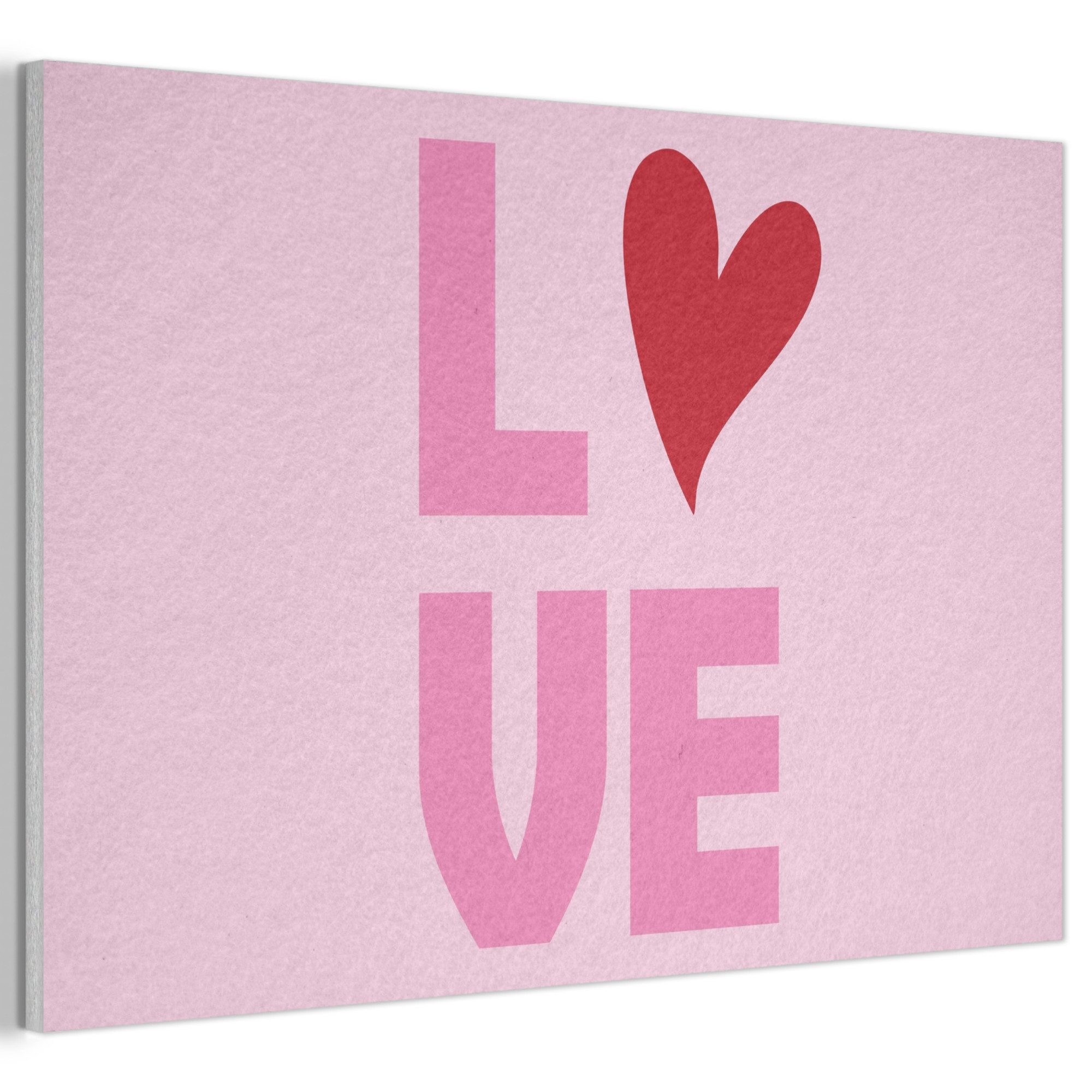 MuchoWow Gemälde Liebe - Rosa - Herz - Valentinstag, Fotodruck (1 St), Akustikbilder Schallabsorber, Wandpaneele, Akustikpaneele 60x40 cm