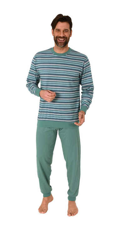 Normann Pyjama Normann Herren Schlafanzug langarm mit Bündchen in Streifenoptik