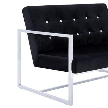 vidaXL Sofa 2-Sitzer-Sofa mit Armlehnen Schwarz Chrom und Samt