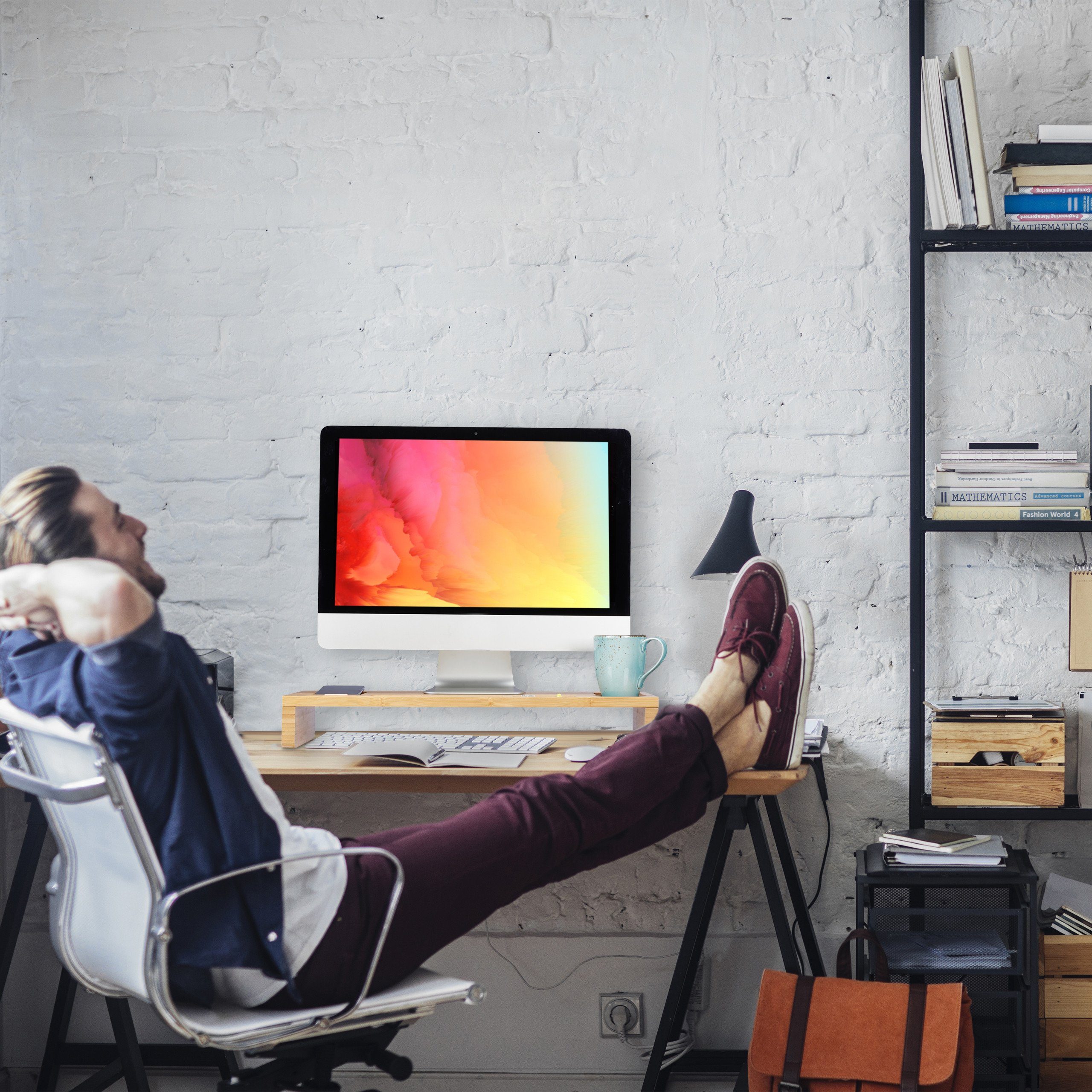 relaxdays Monitorständer aus Bambus