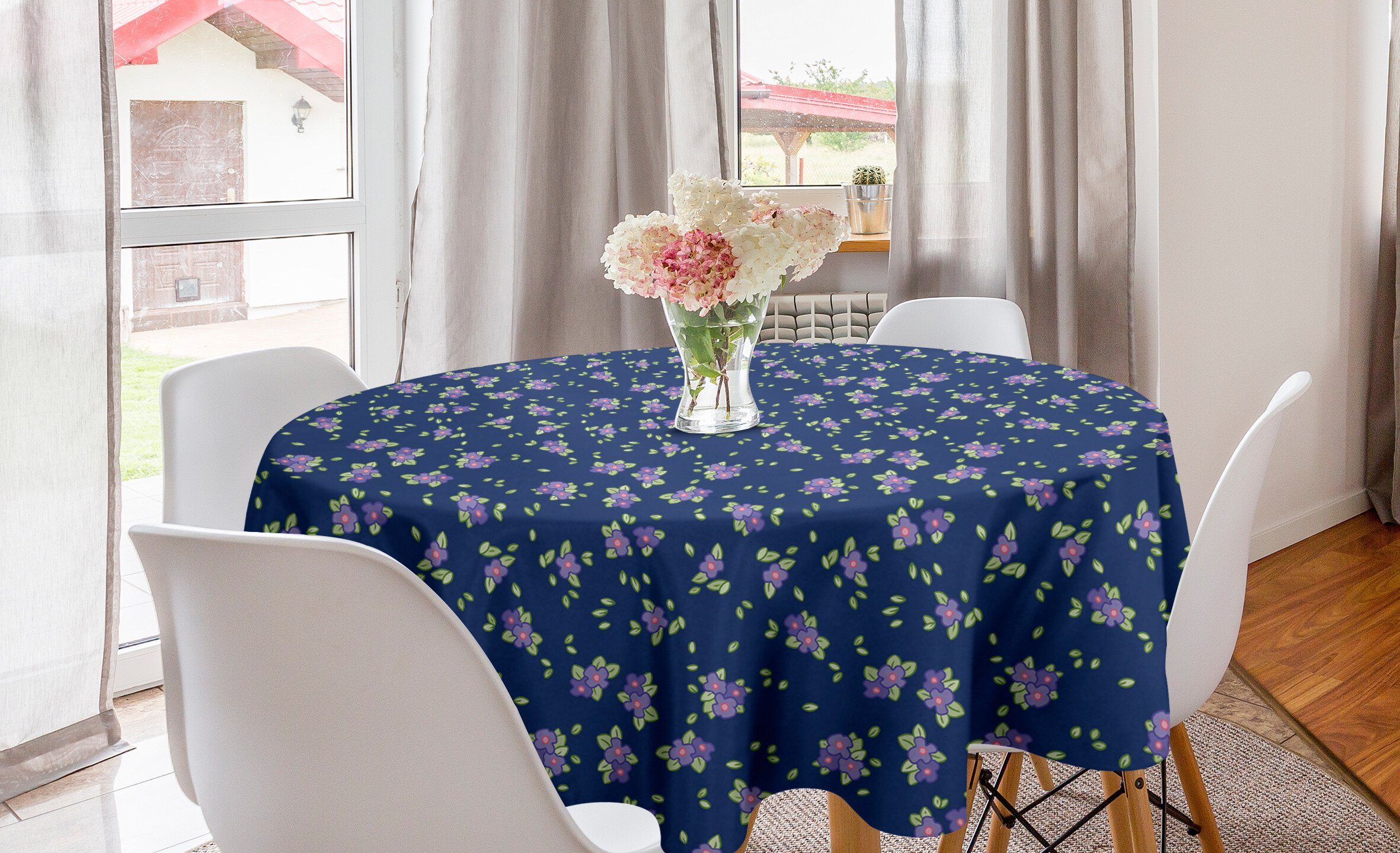 Abakuhaus Tischdecke Kreis Tischdecke Abdeckung für Esszimmer Küche Dekoration, Violett Grafische Pansy Blumen-Motiv