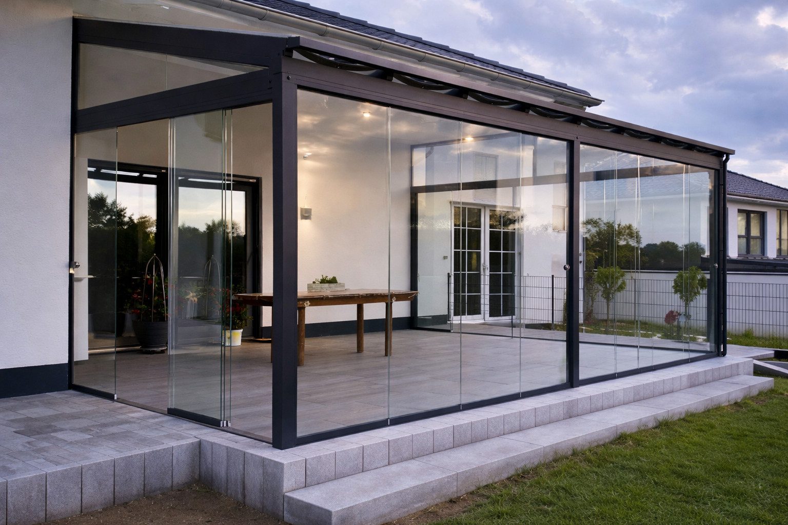 DREKU Wintergarten Aluminium Kaltwintergarten mit 8 mm VSG Glas, BxT: 300x300 cm, Bedachung VSG-Glas 8 mm, Bausatz zur Selbstmontage