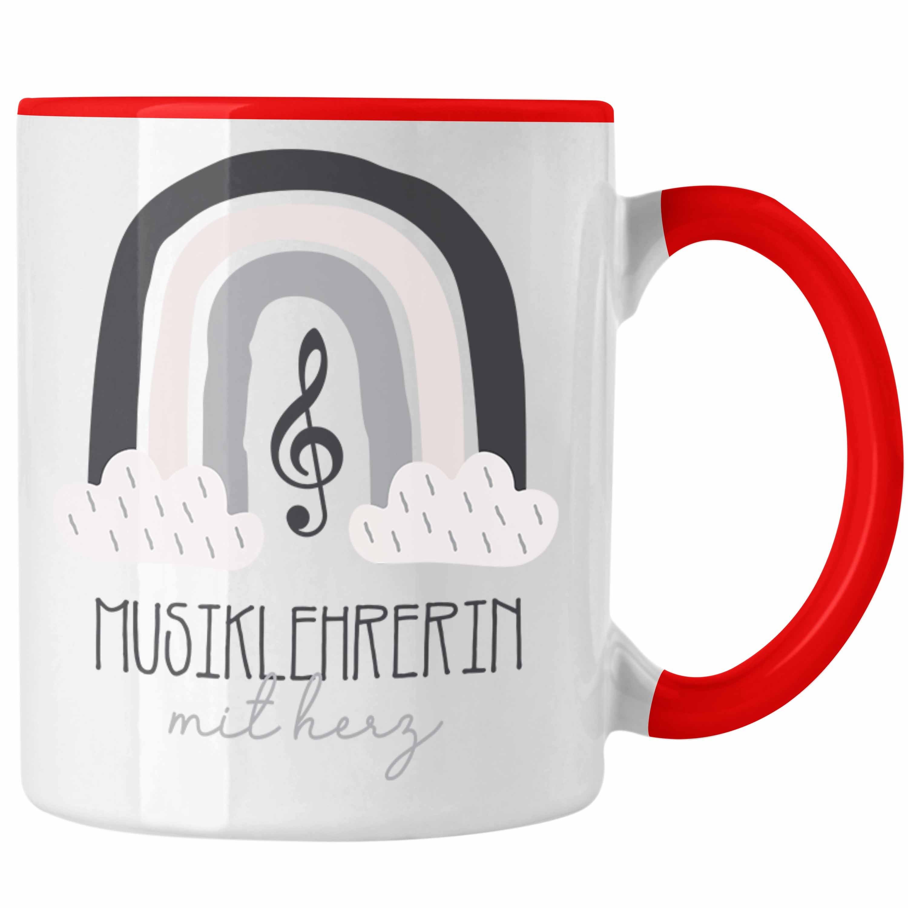 Tasse XXXM Trendation Geschenkidee Musiklehrerin Tasse Kaffeetassse Danke Rot Geschenk für
