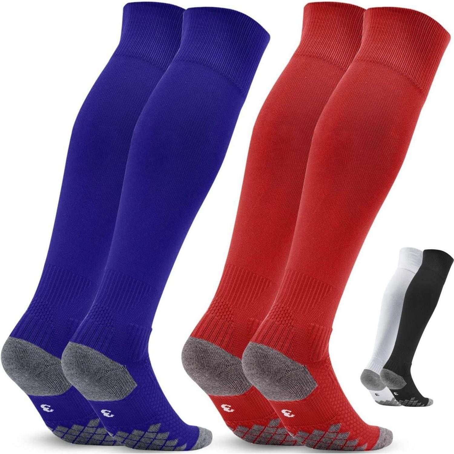 LuxusKollektion Fußballstutzen Fußballsocken Kinder Herren Stutzen Blau Rot - 2 Paar 39-42