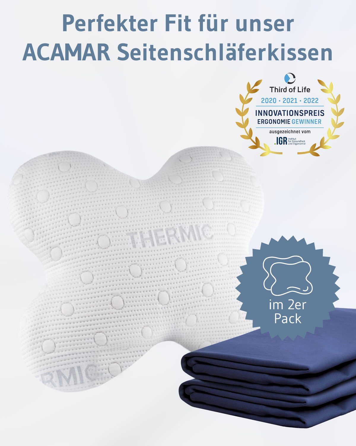Third of Life Seitenschläferkissenbezug ACAMAR Baumwoll-Kissenbezug Doppelpack – Bild 2 von 5