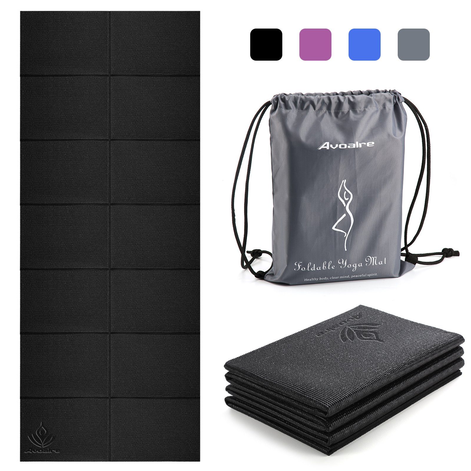 Elegear Yogamatte Yogamatte 183 x 80CM faltbar, Anti-rutsch tragbar 6MM