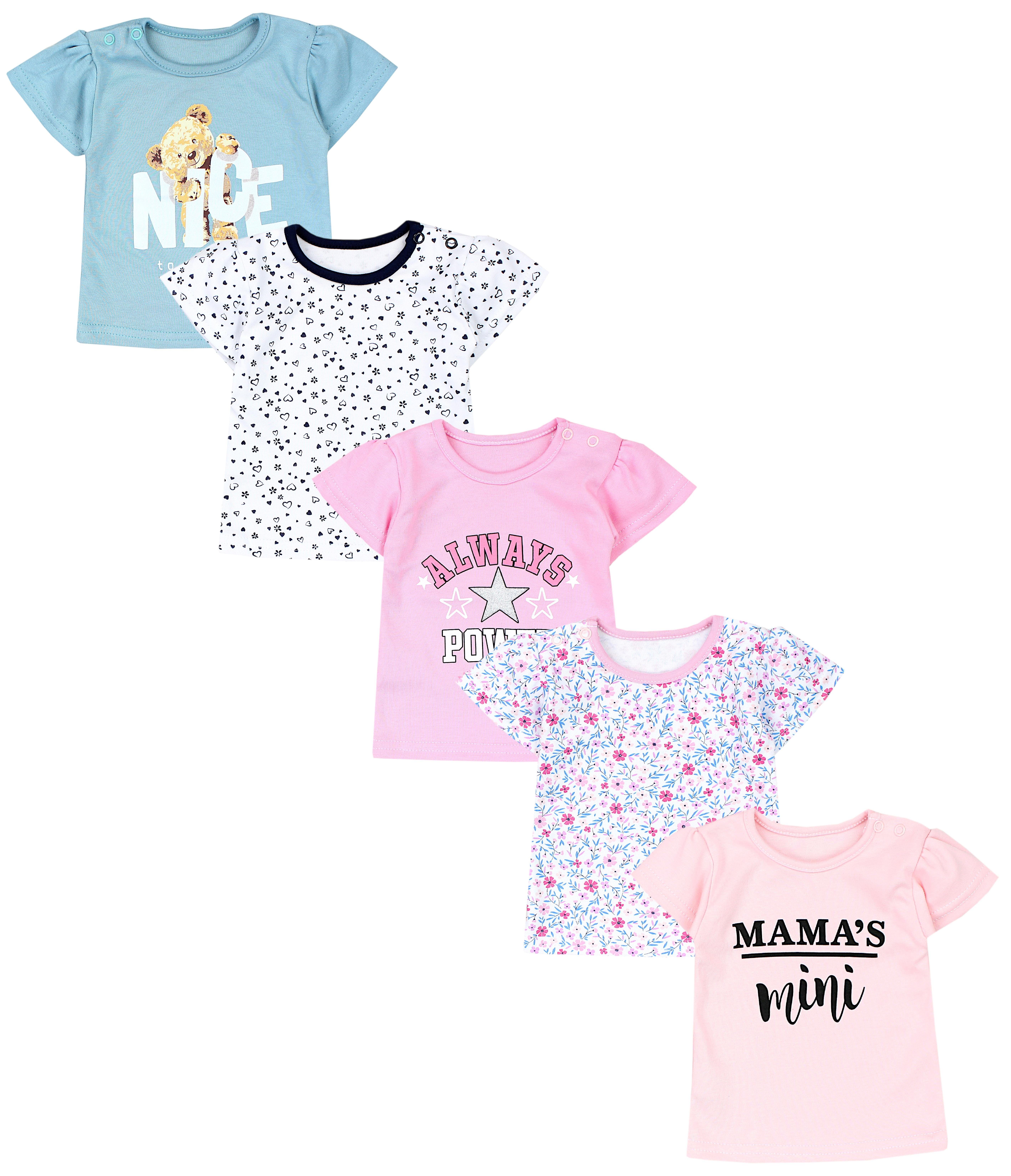 TupTam T-Shirt TupTam Baby Mädchen Kurzarm T-Shirt Gemustert Bunt 5er Set Mama's Mini Aprikose Girls Power Rosa Nice Teddy Mintgrün