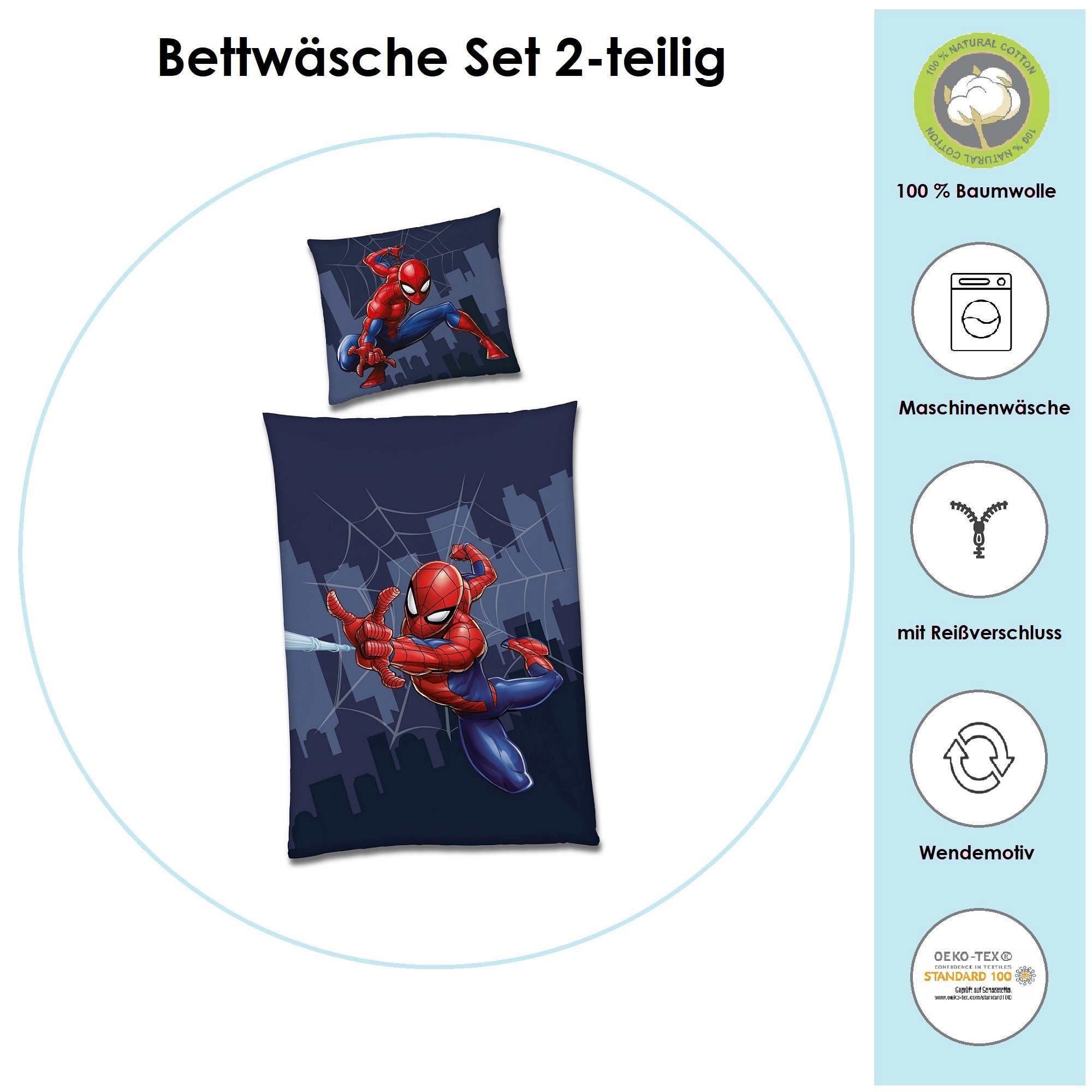 Familando Kinderbettwäsche Spiderman "Classic" 135x200 80x80 günstig online kaufen