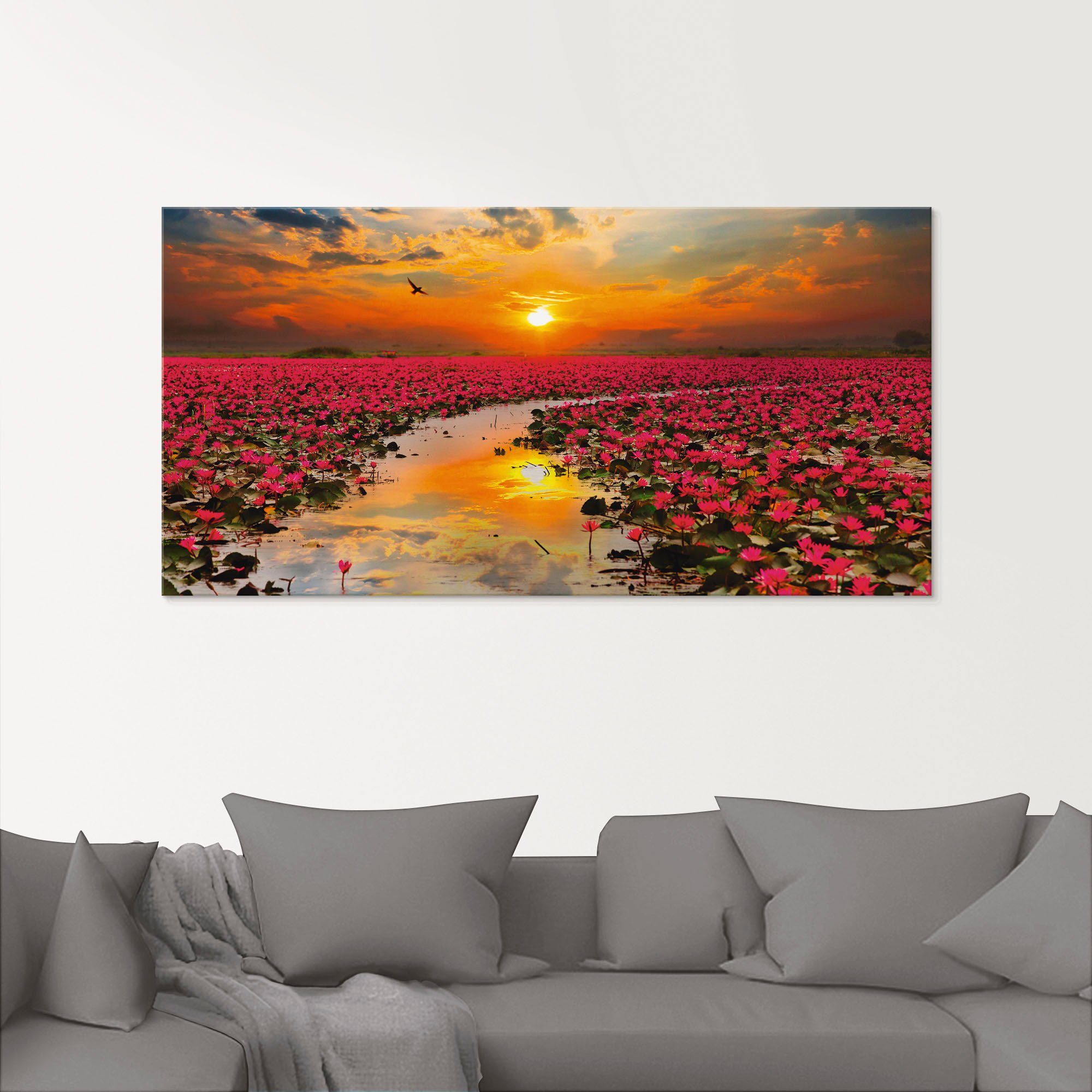 Artland Glasbild Sonnenschein blühende Lotusblume, Blumen (1 St), in verschiedenen Größen