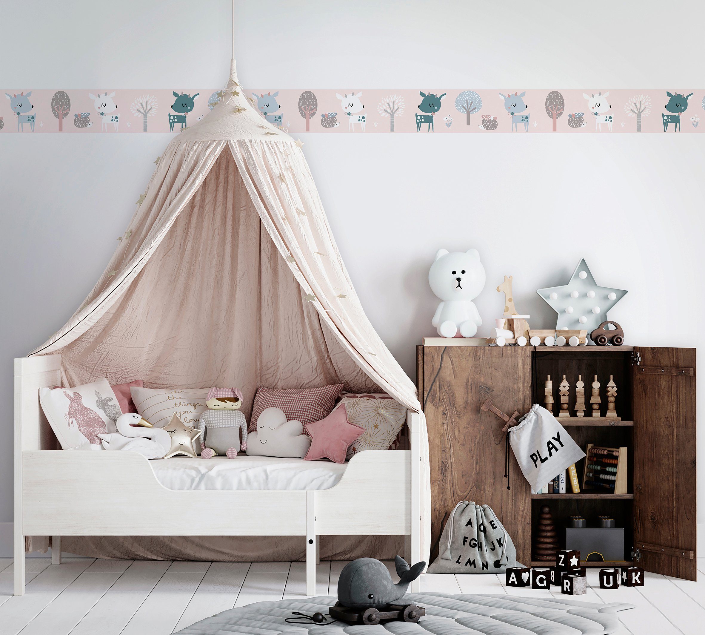Marburg Kindertapete, matt, Wald, Motiv, (1 St), Tiere, moderne Tapete für Wohnzimmer Schlafzimmer Küche