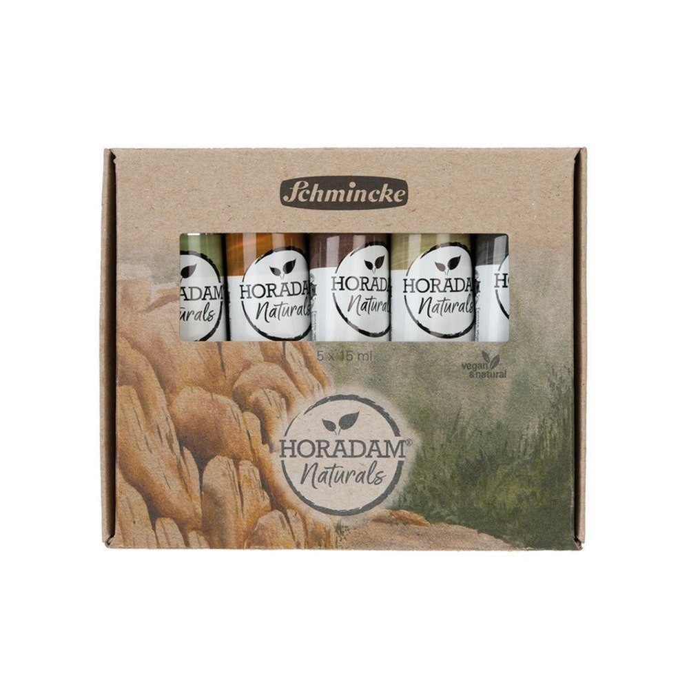 Schmincke Zeichenfarbe HORADAM Naturals Kartonset pflanzlich 5x15ml, vegane Wasserfarbe, natürliche pflanzliche Pigmente