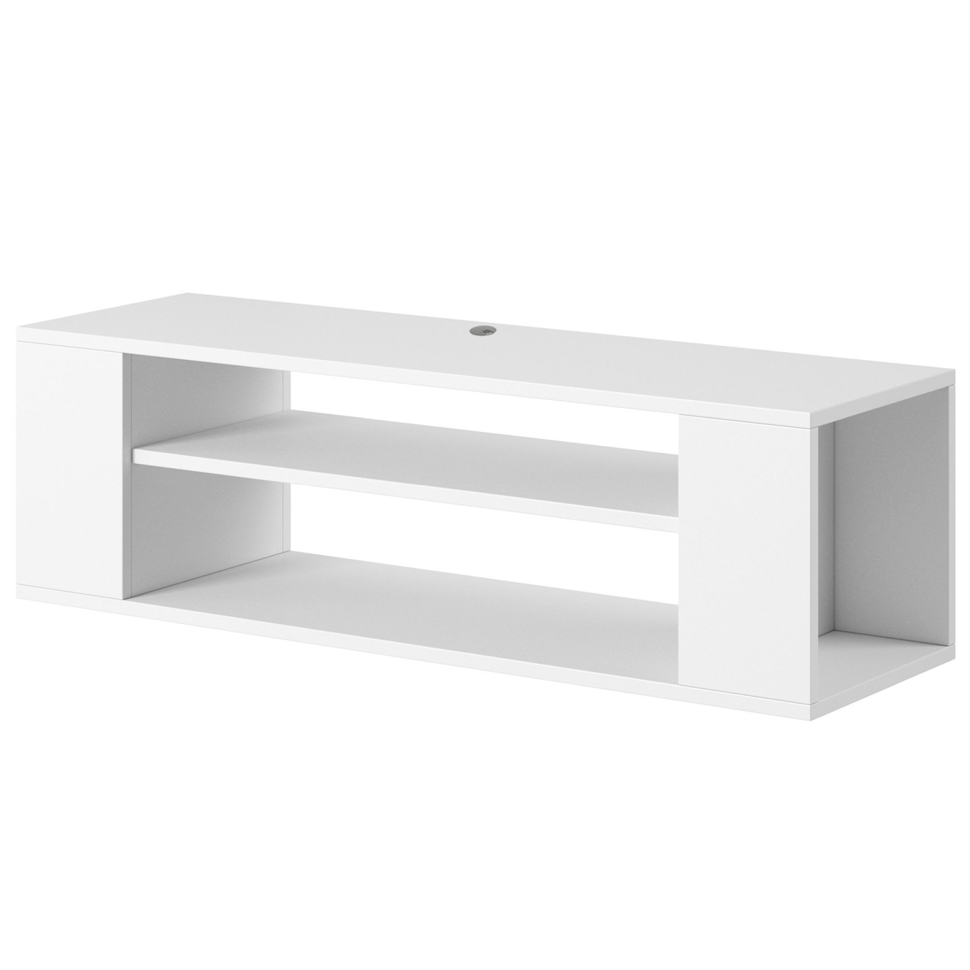 Selsey TV-Schrank WALL zur Wandmontage mit offenen Fächern, weiß / schwarz / Eiche-Optik