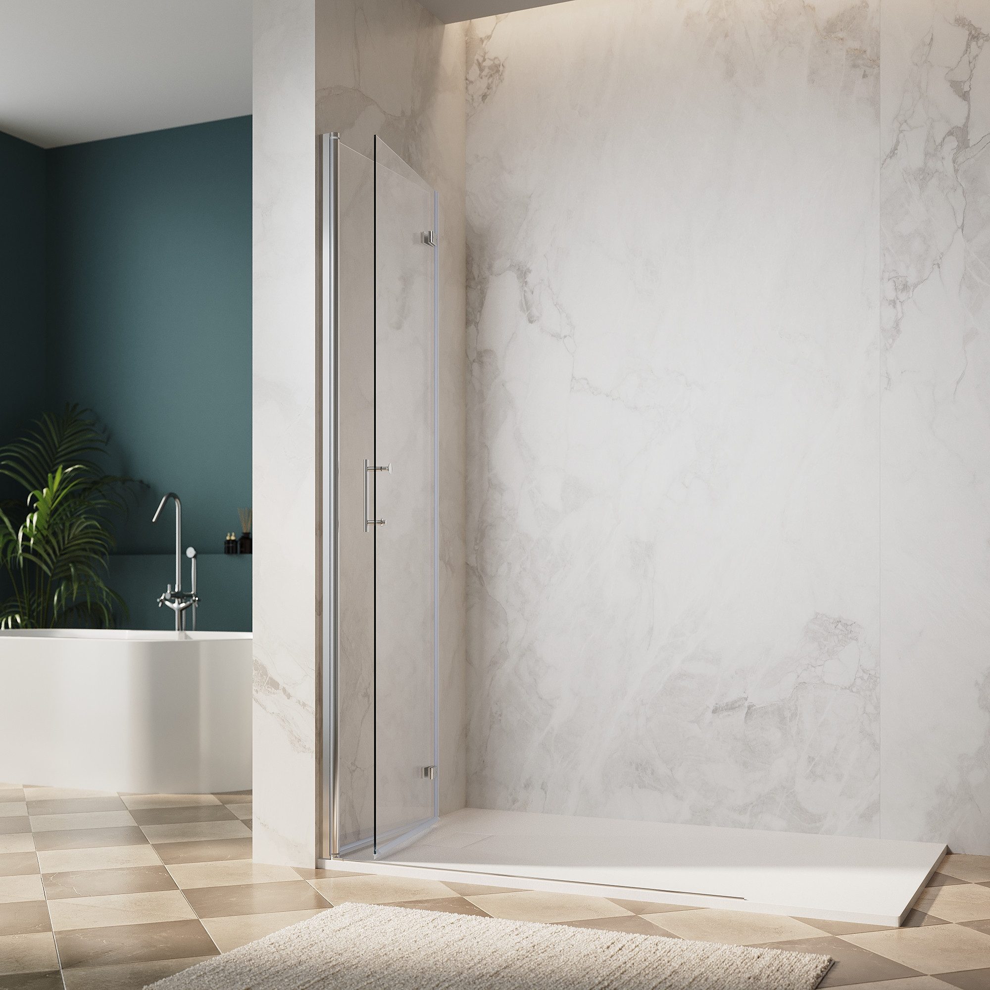 SONNI Walk-in-Dusche Walk-in-Dusche Duschwand Duschabtrennung Glaswand 80-120 x 195cm, (Set)