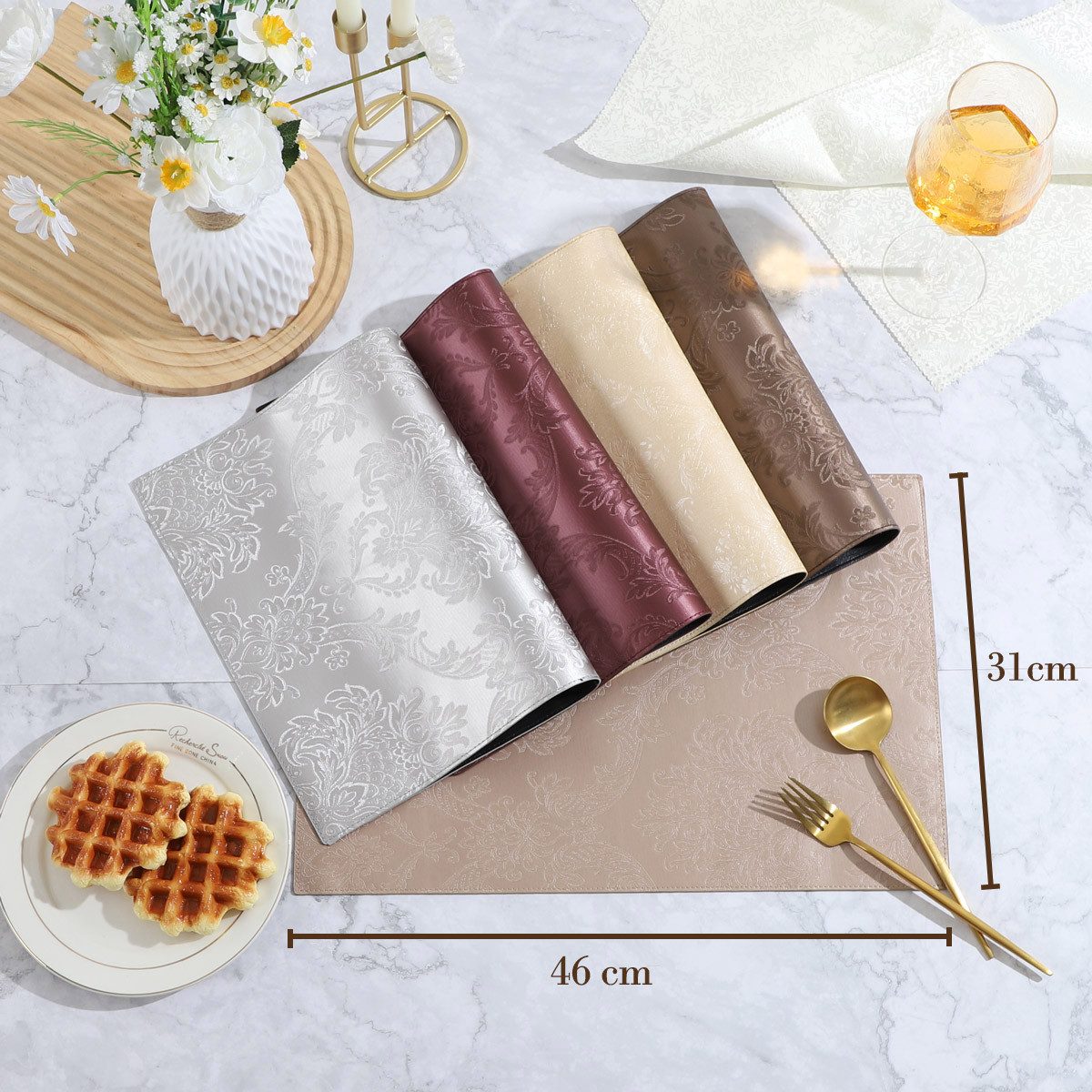 Vivi Idee Platzset Geprägte luxuriöse Tischsets Tischmatte Kunstleder, abwi günstig online kaufen