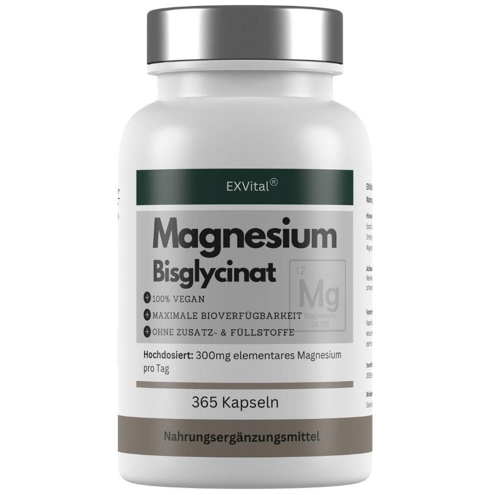 Magnesiumbisglycinat, hochdosiert 1365mg pro Tag, 365 vegane Kapseln Kapseln, 1 er 202 g