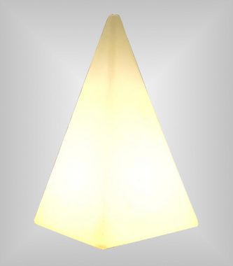 TRANGO LED Gartenleuchte, 7231-60L IP65 LED Gartenlampe, Außenlampe, Leucht-Figur *PYRAMIDE* 60cm weiß inkl. ca. 5 Meter Zuleitungskabel inkl. LED Leuchtmittel, Wegbeleuchtung, Außenleuchte, Gartenstrahler