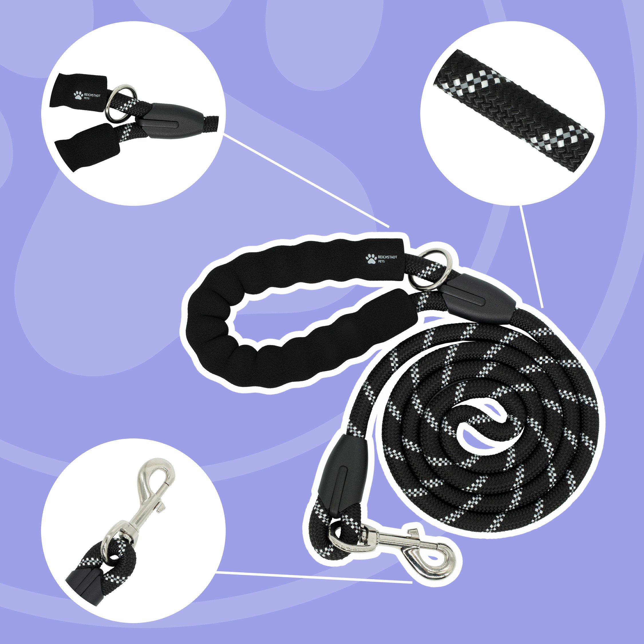 Reichstadt Hundeleine RS Pets Führleine Nylon 25RSP084, Nylon, Ergonomischer EVA-gepolsterter Griff für Blasenschutz