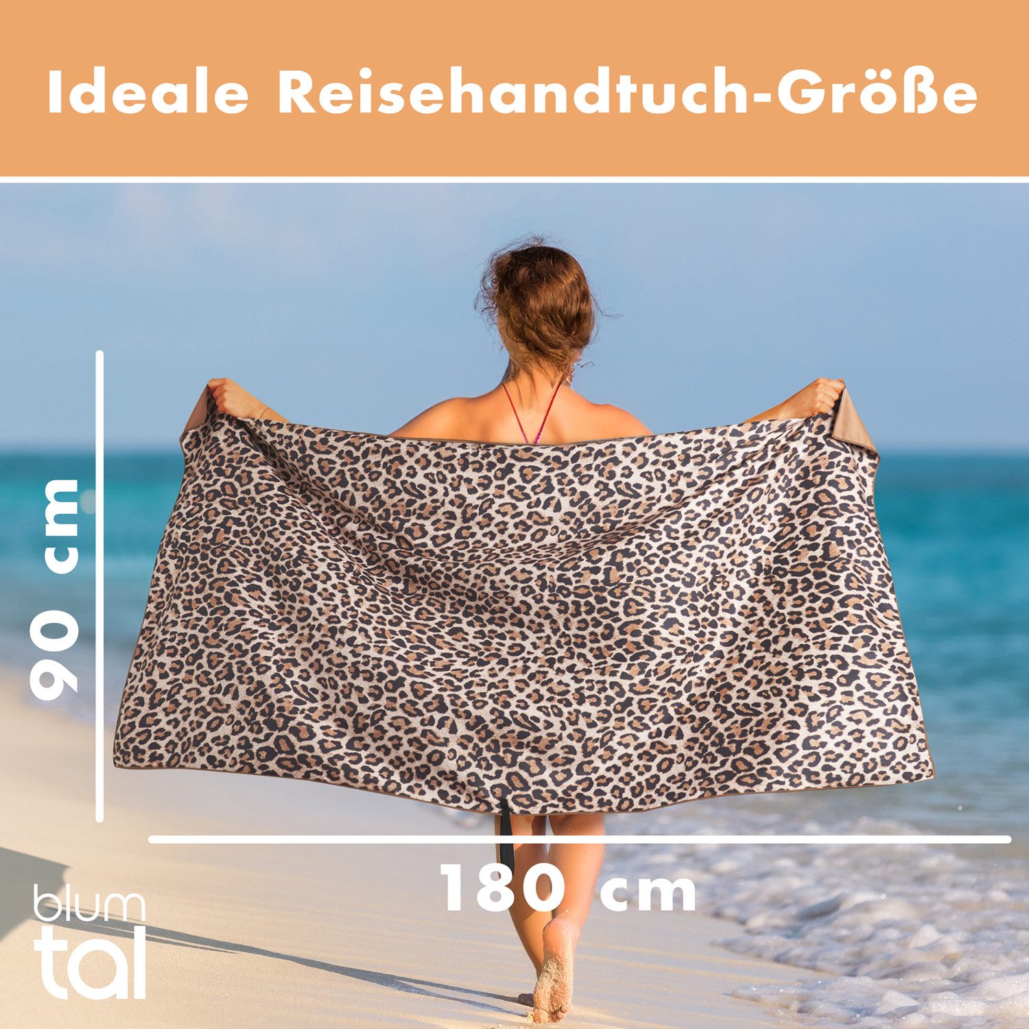 Blumtal Reisehandtuch Strandhandtuch 90x180 cm aus Mikrofaser - kompakt & schnelltrocknend, sandfrei mit Band - Mikrofaser Handtuch groß mit Wellen-Muster – Bild 2 von 5
