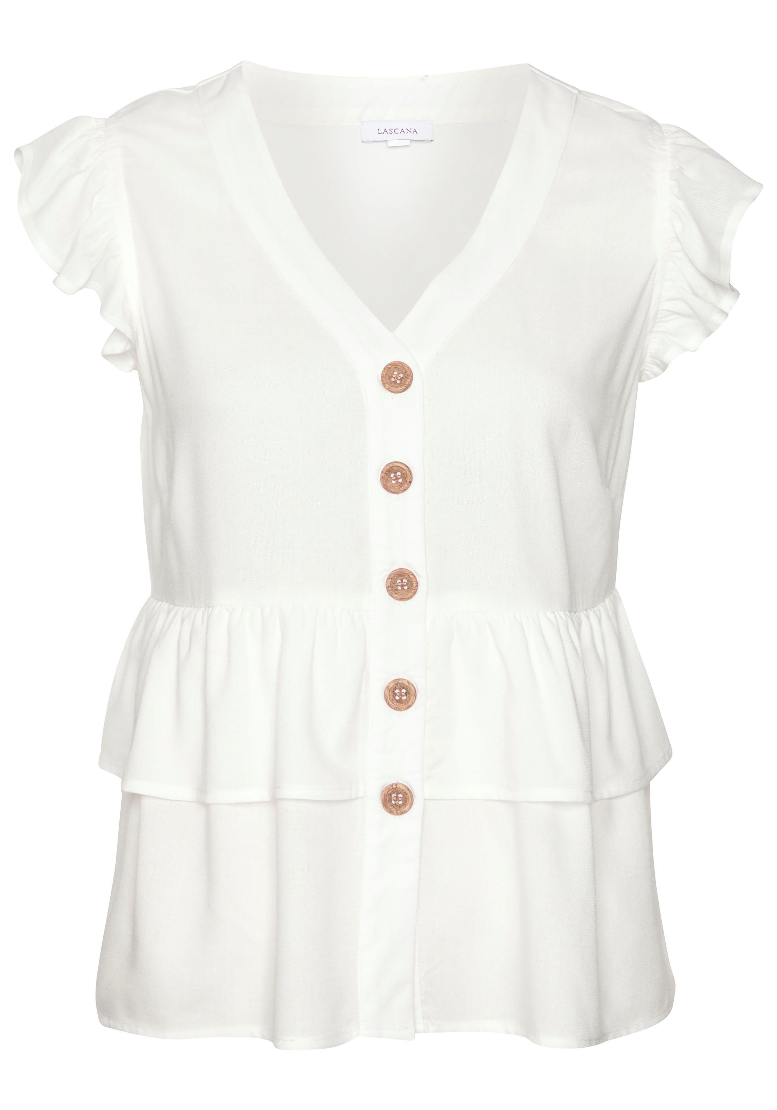 LASCANA Rüschenbluse mit kurzen Ärmeln, sommerliche günstig online kaufen