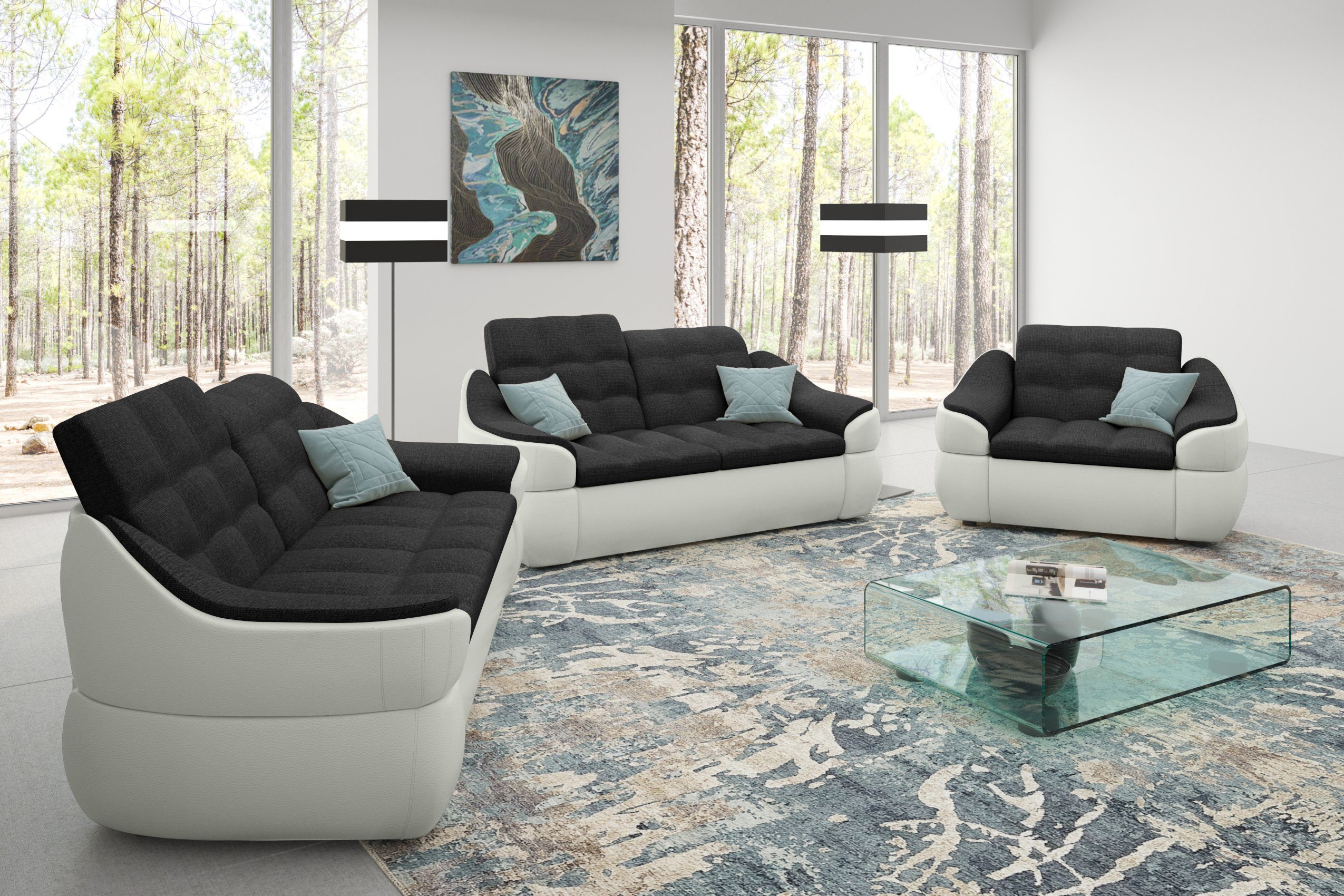 Stylefy in Sofa made Europa (3-tlg), Modern und Sofa, Design, Alisa, 2-Sitzer Sessel, Polstergarnitur 2,5-Sitzer aus bestehend (Set