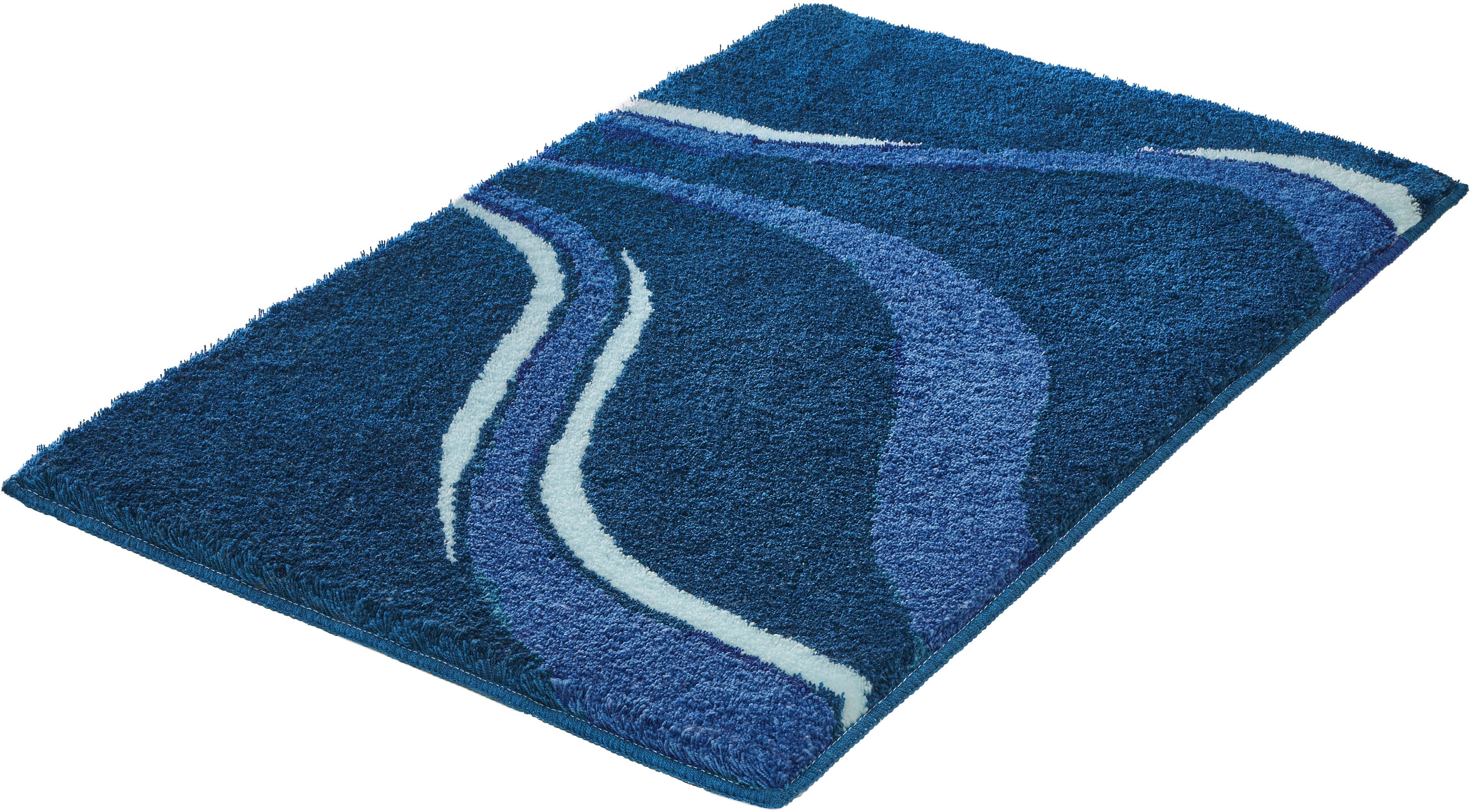 Kleine Wolke Badematte »Vento«, Badvorleger, Badezimmer Teppich, Höhe 20 mm, rutschhemmend beschichtet, fußbodenheizungsgeeignet, Polyacryl, rechteckig, Badteppich, modernes Welledesign, besonders weich