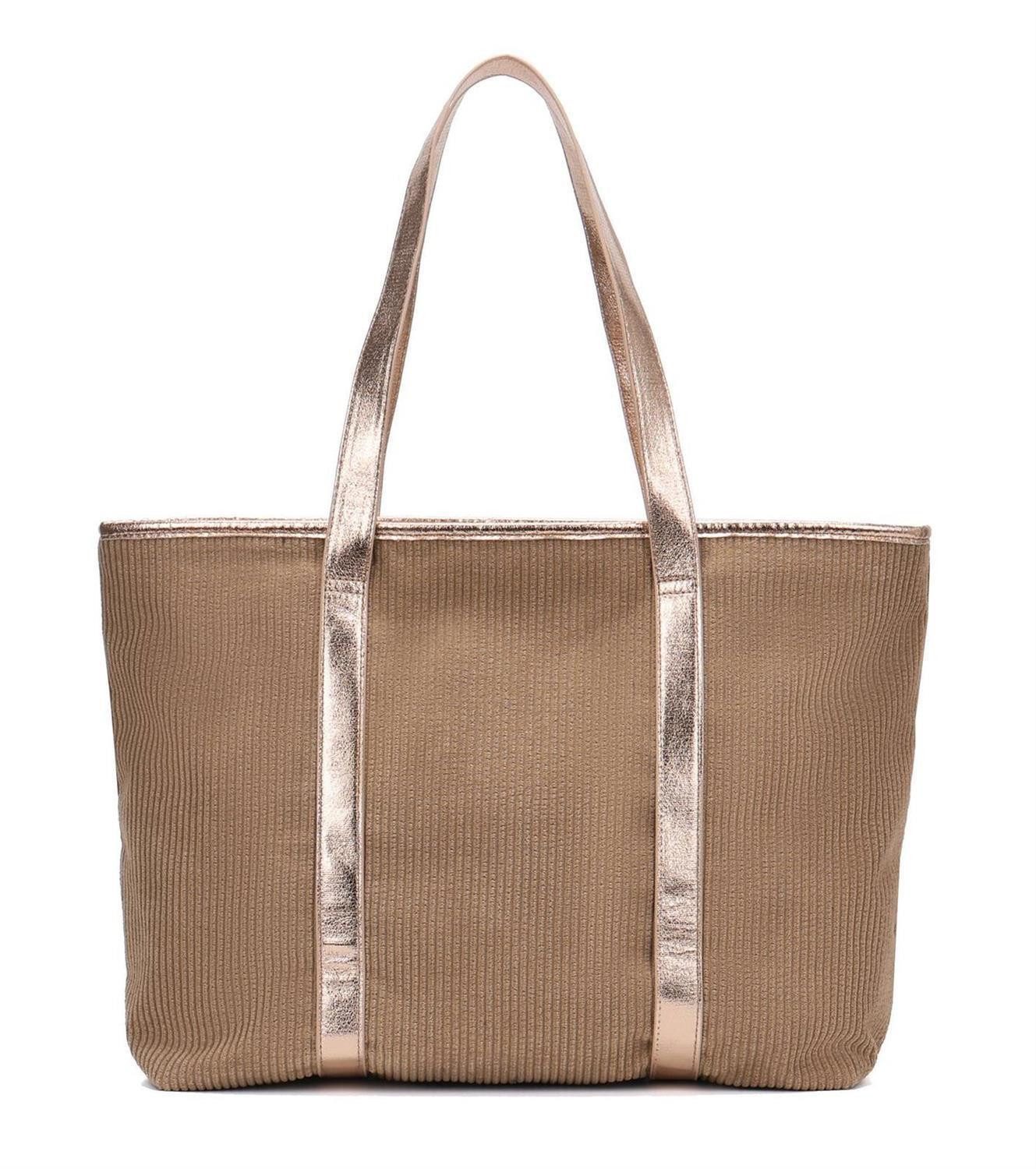 Schultertasche Damen Cordtasche Shopper Tote Bag Handtasche Umhängetasche Metallic