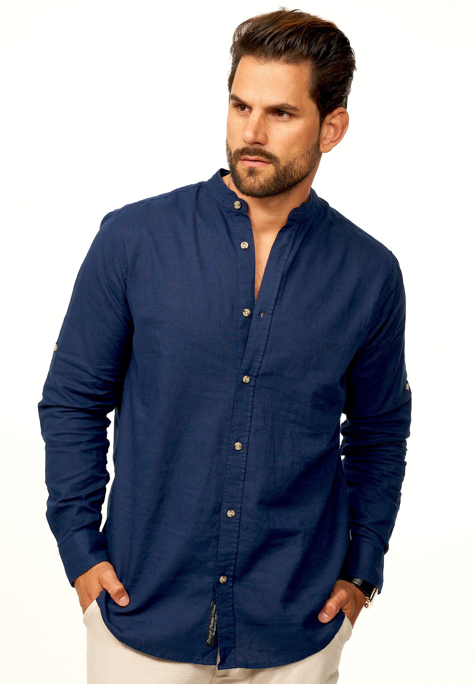 behype Langarmhemd aus Leinen im Regular-Fit Sommerhemd Herren Leinenhemd F günstig online kaufen