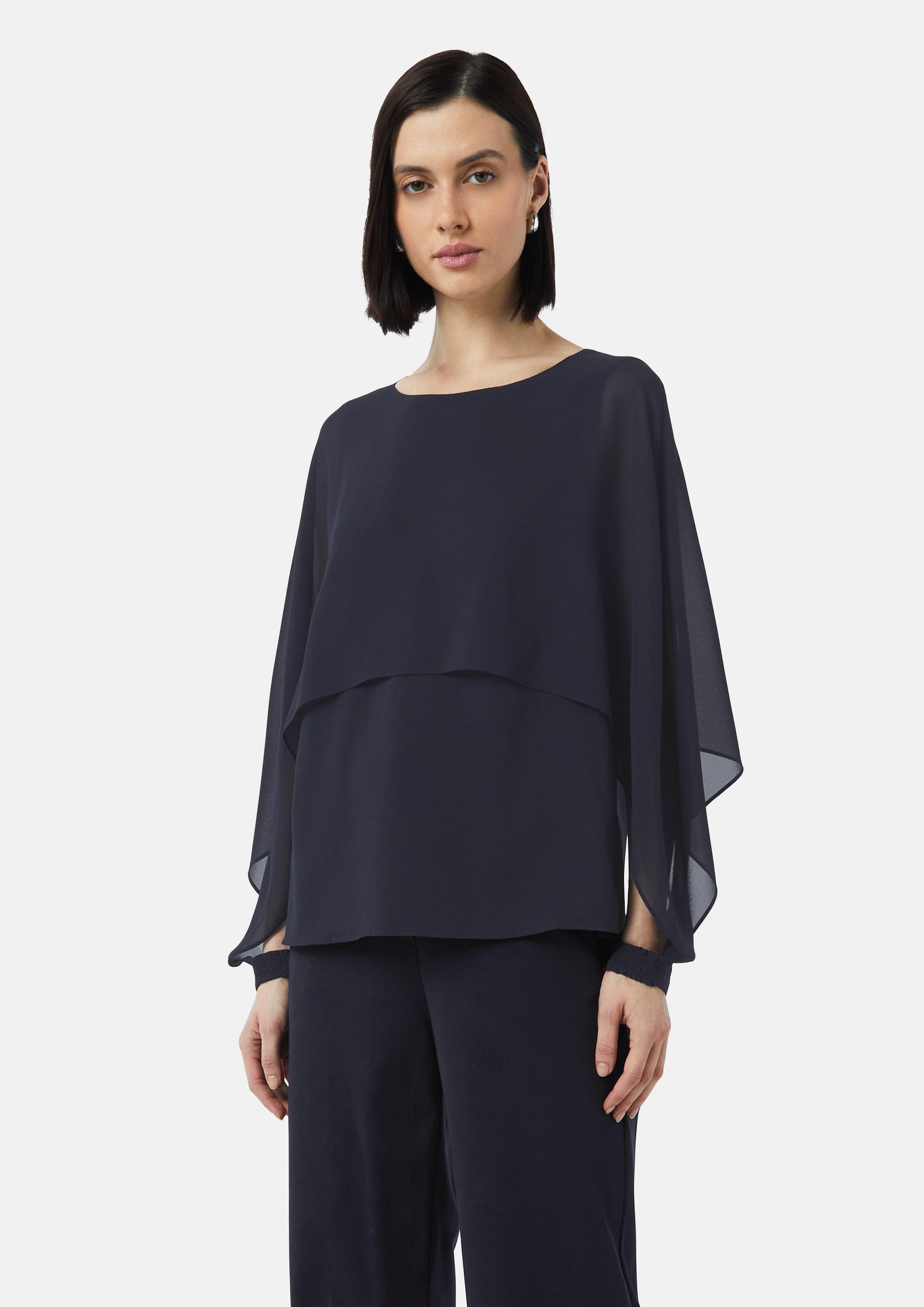 Langarmbluse Bluse aus Chiffon mit raffiniertem Layering