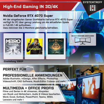 SYSTEMTREFF Gaming-PC (Intel Core i7 14700KF, GeForce RTX 4070 Super, 32 GB RAM, 1000 GB SSD, Wasserkühlung, Windows 11, WLAN)