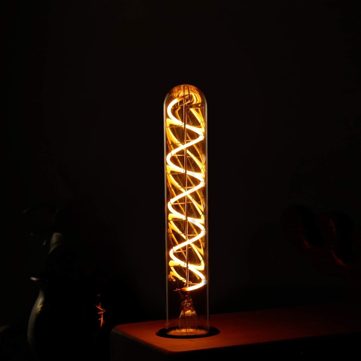 ZMH LED-Leuchtmittel E27 Vintage Röhrenform Glühbirne 185/300mm Gold für Haus Café, E27, 1 St., 2200K, Warmweiß Spirale Filament Antike Beleuchtung