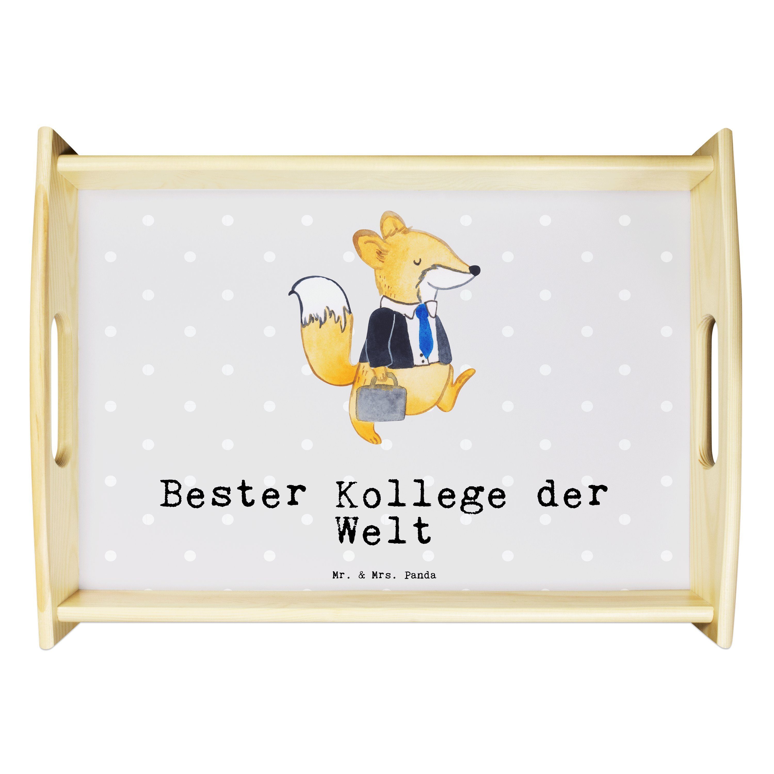 der Grau Tablett Mr. Kollege Geschenk, & - Panda Fuchs Welt lasiert, Bester Echtholz Pastell Mrs. - (1-tlg) Arbeitskolle,