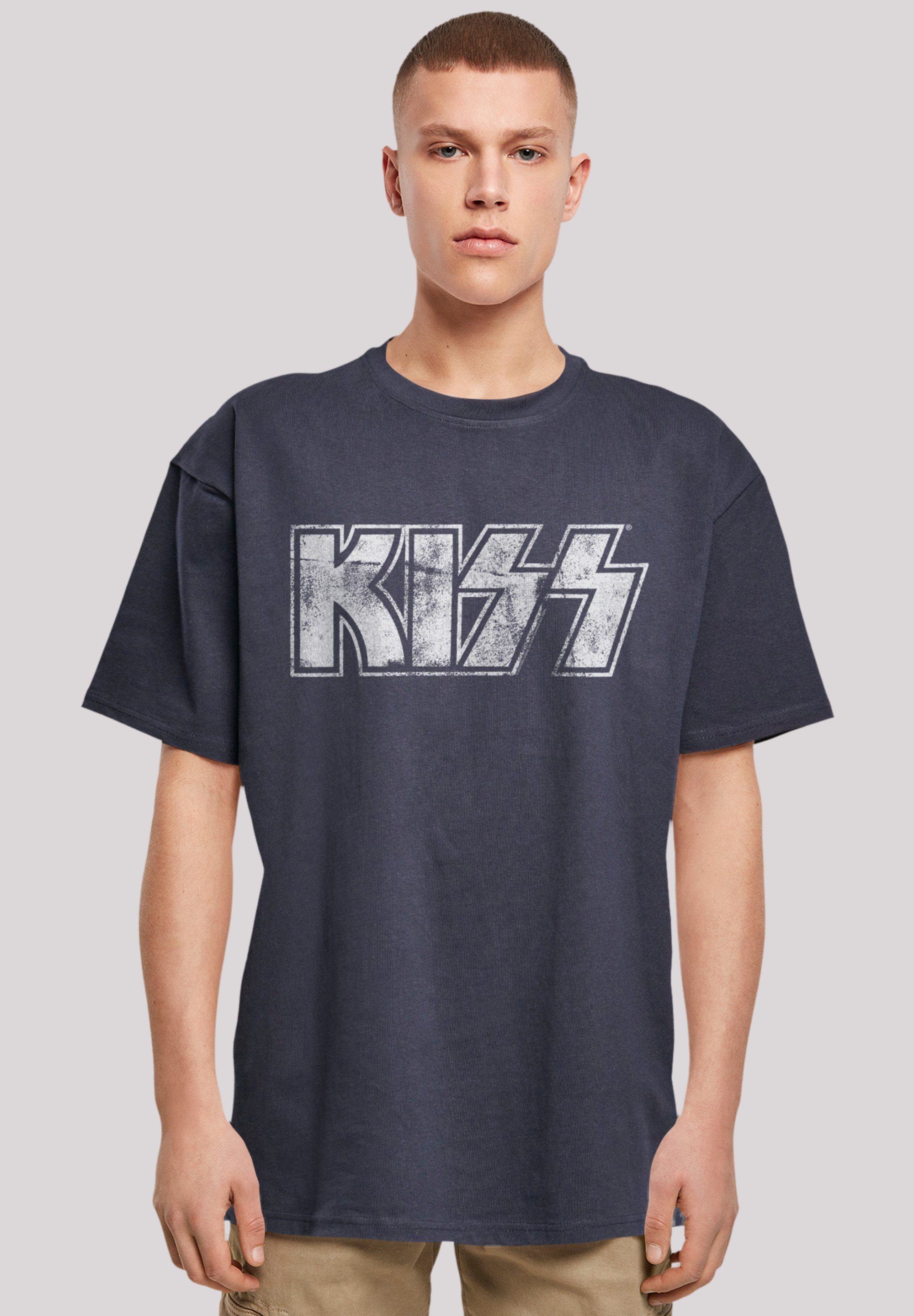 Rock Logo Off Vintage Band Musik, F4NT4STIC Rock Qualität, T-Shirt navy Kiss By Premium