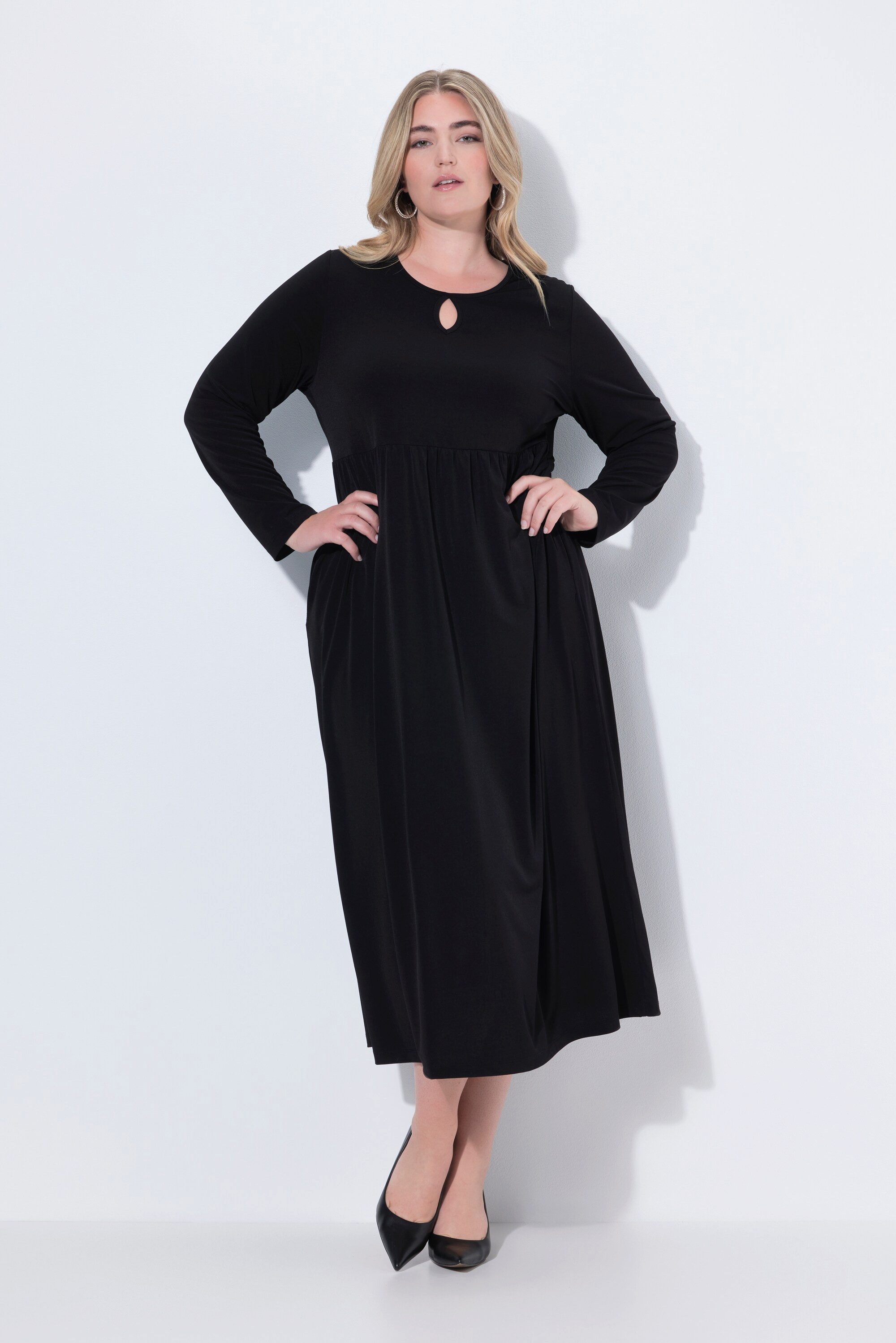 Ulla Popken Maxikleid Maxikleid A-Linie Rundhals günstig online kaufen